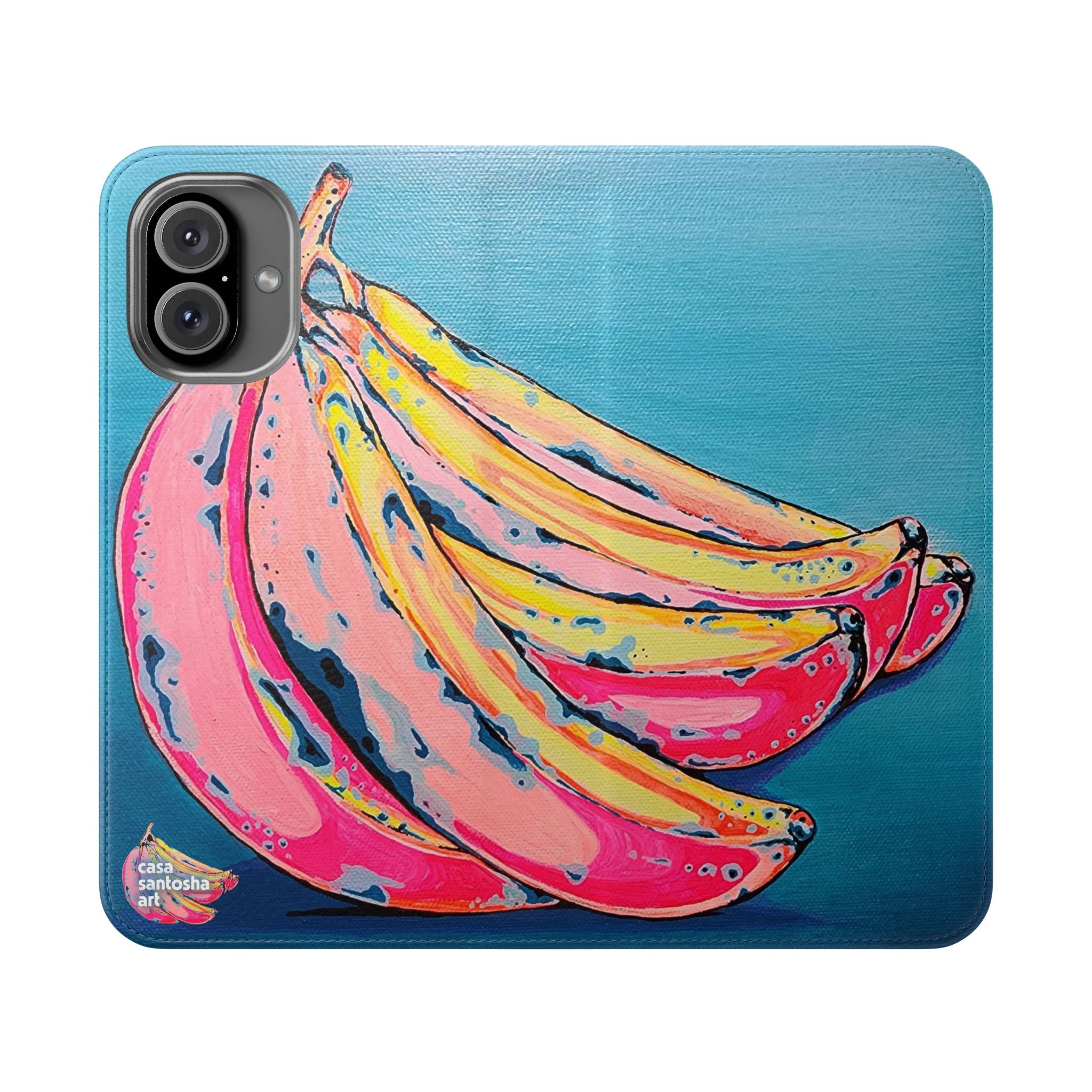 Neon Bananas Flip Phone Case – Wallet Cover with Card Slots
