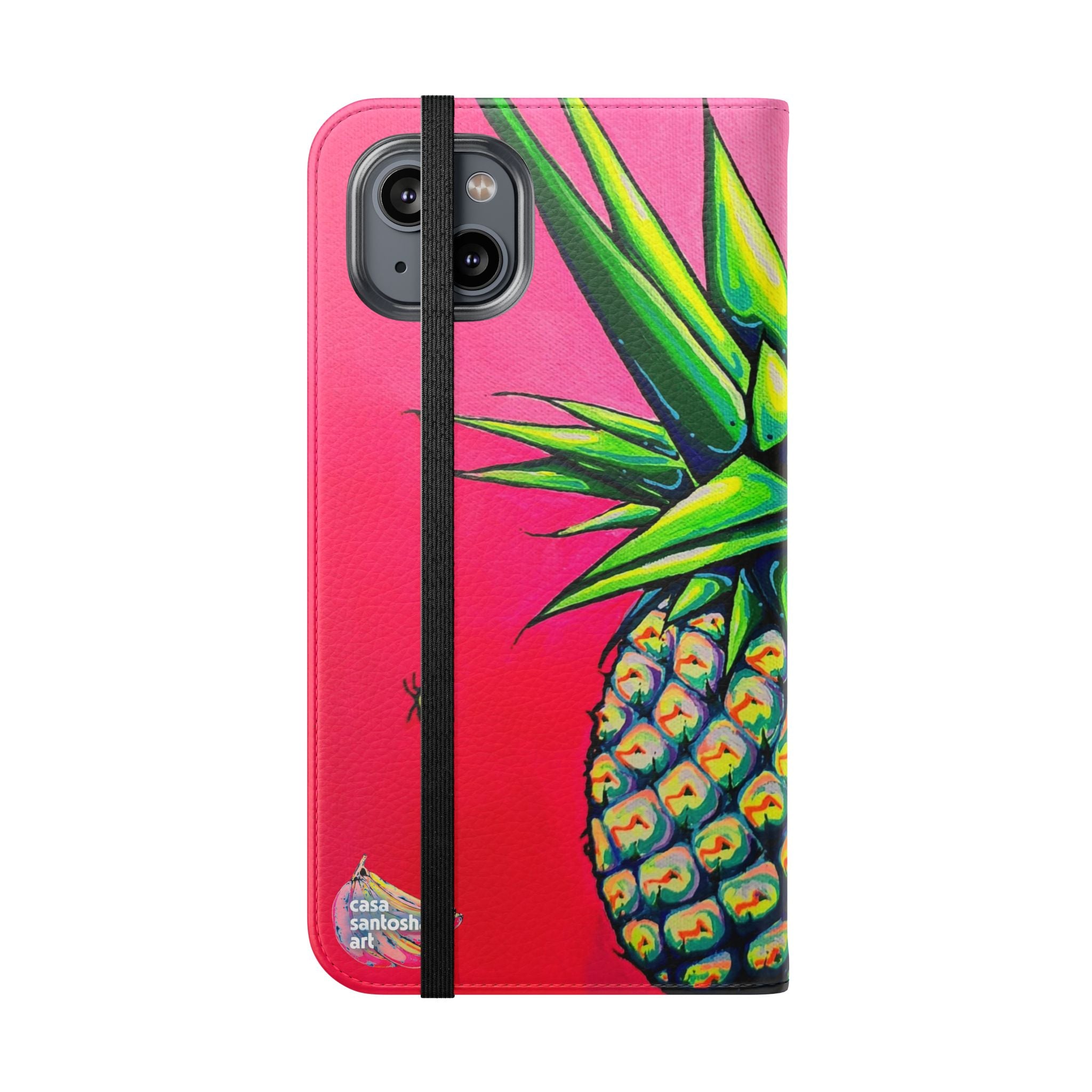 Neon Pineapple Flip Phone Case – Wallet Cover with Card Slots