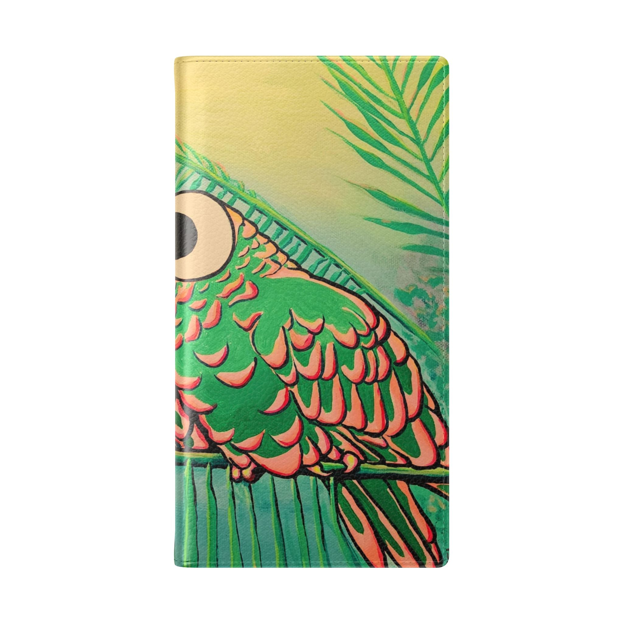 Chatty Cyclops Parrots Flip Phone Case – Wallet Cover with Card Slots