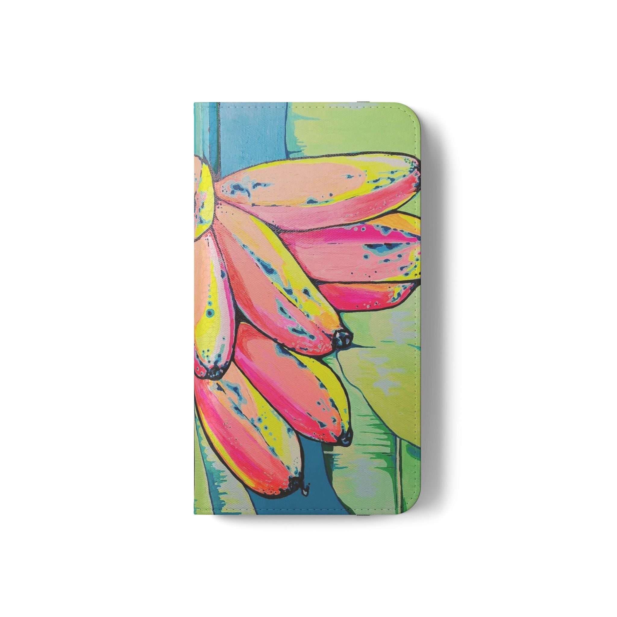 Neon Primitivo Bananas Flip Phone Case – Wallet Cover with Card Slots