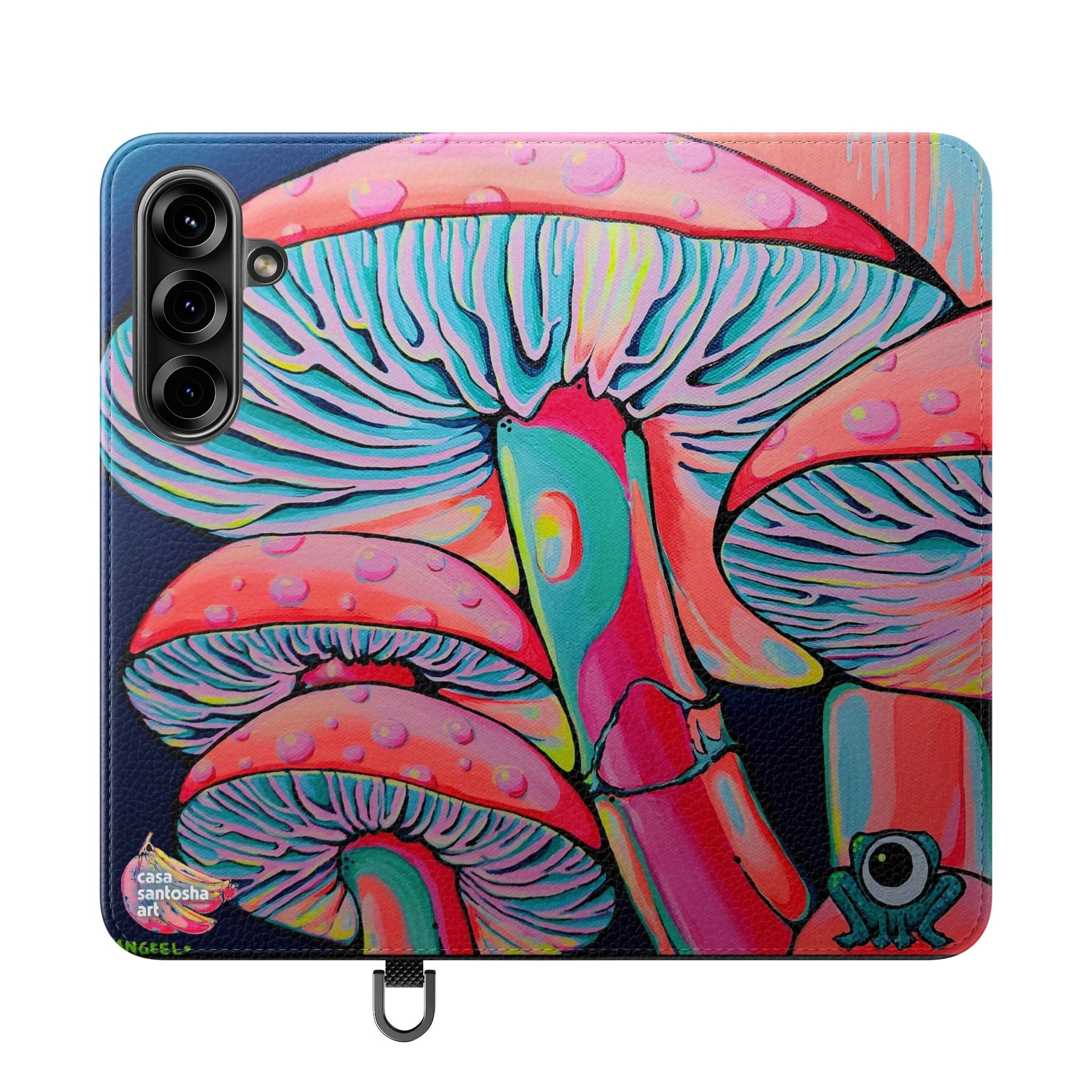 Trippy Mushrooms Flip Phone Case – Wallet Cover with Card Slots