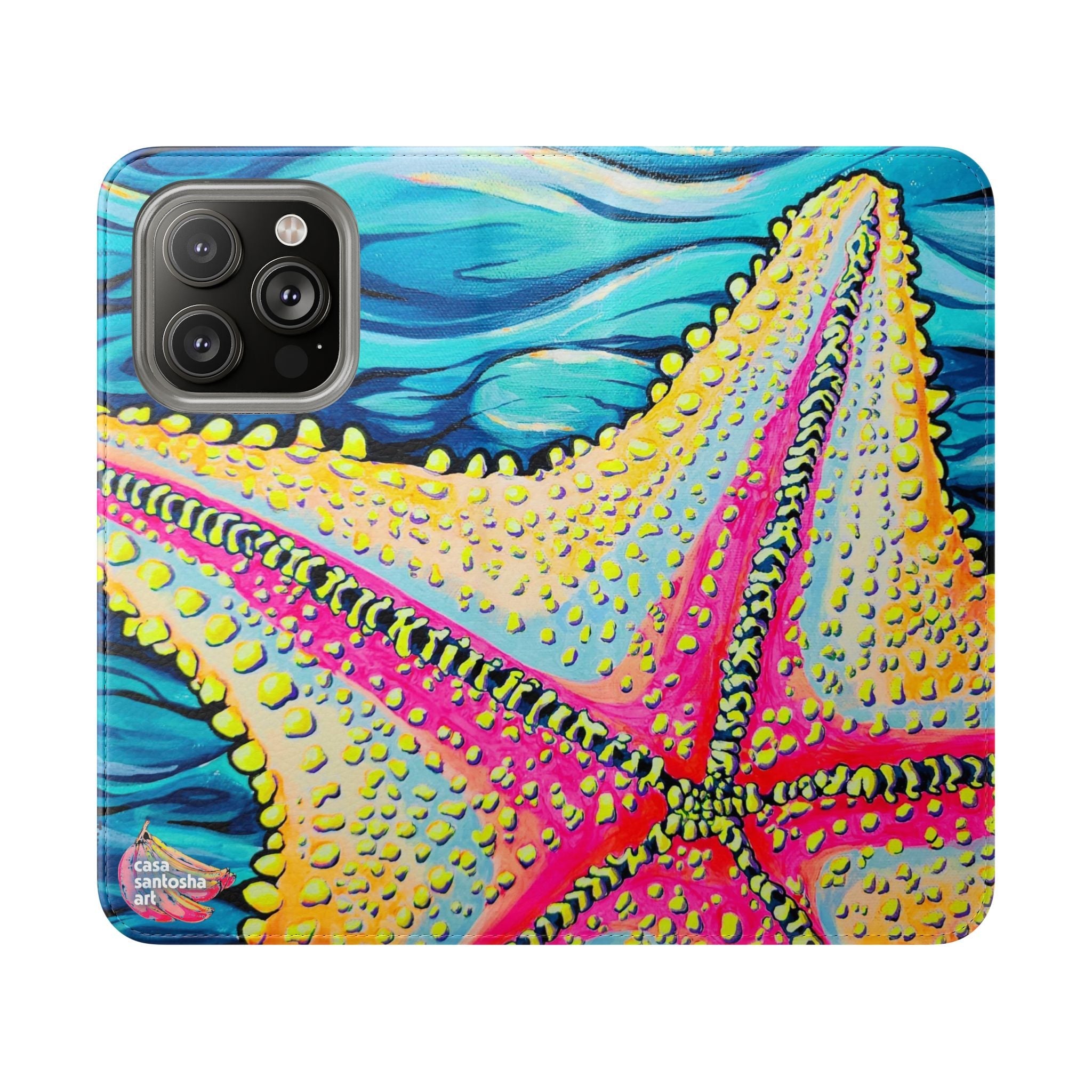 Starfish Beach Bocas Flip Phone Case – Wallet Cover with Card Slots