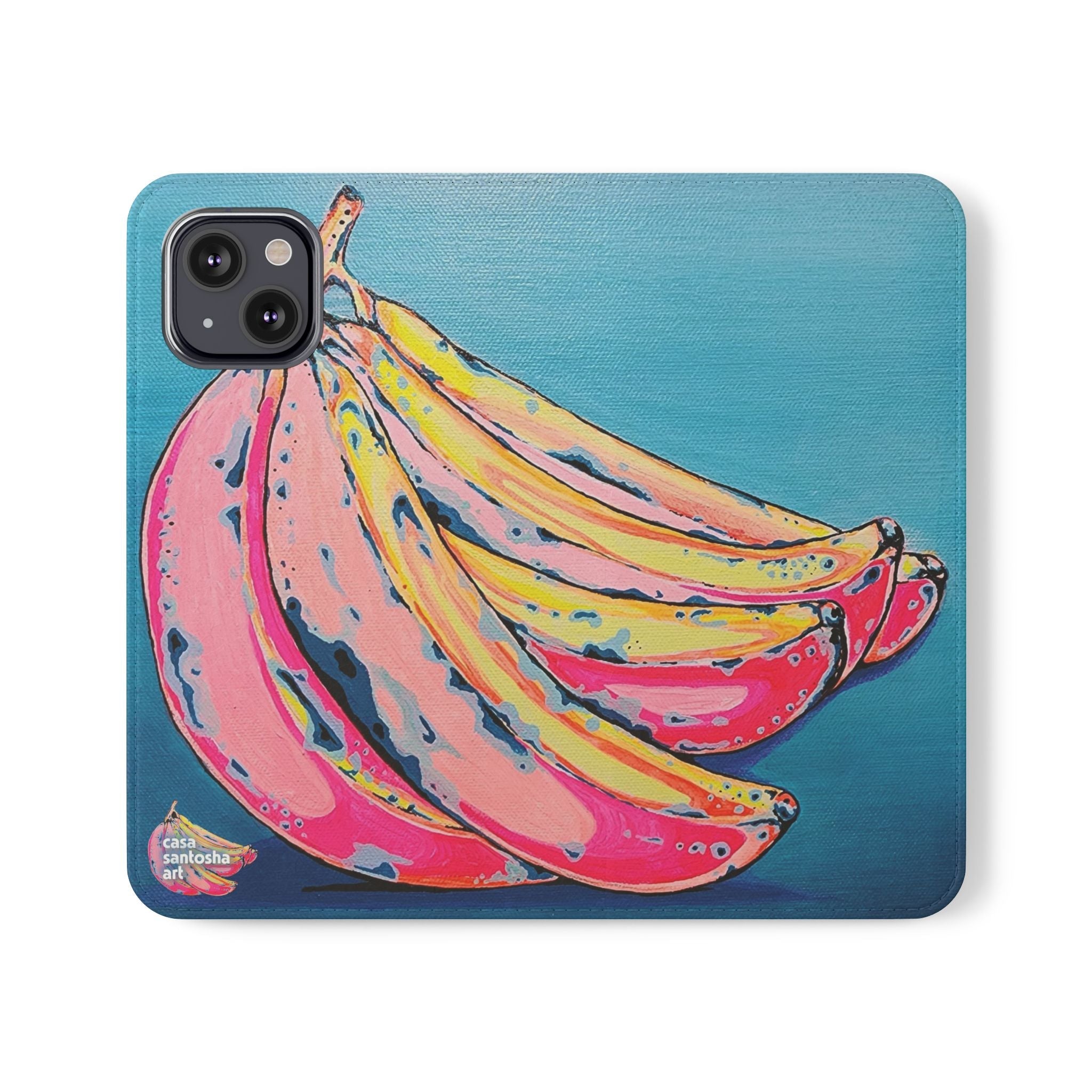 Neon Bananas Flip Phone Case – Wallet Cover with Card Slots