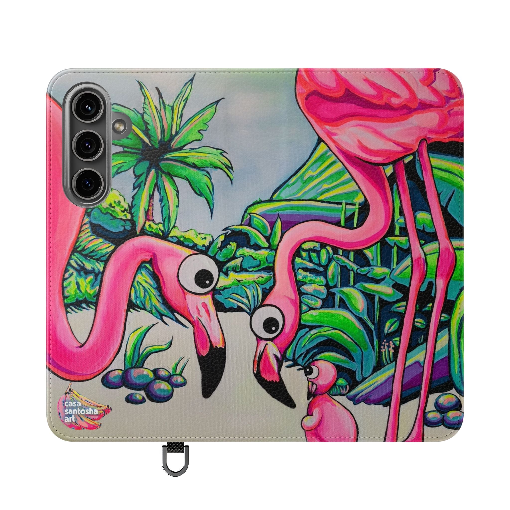 Cyclops Flamingo Family Flip Phone Case – Wallet Cover with Card Slots