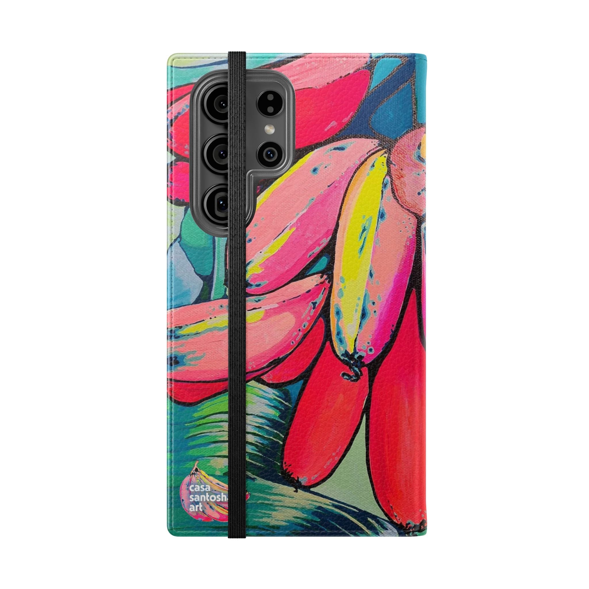 Neon Primitivo Bananas Flip Phone Case – Wallet Cover with Card Slots