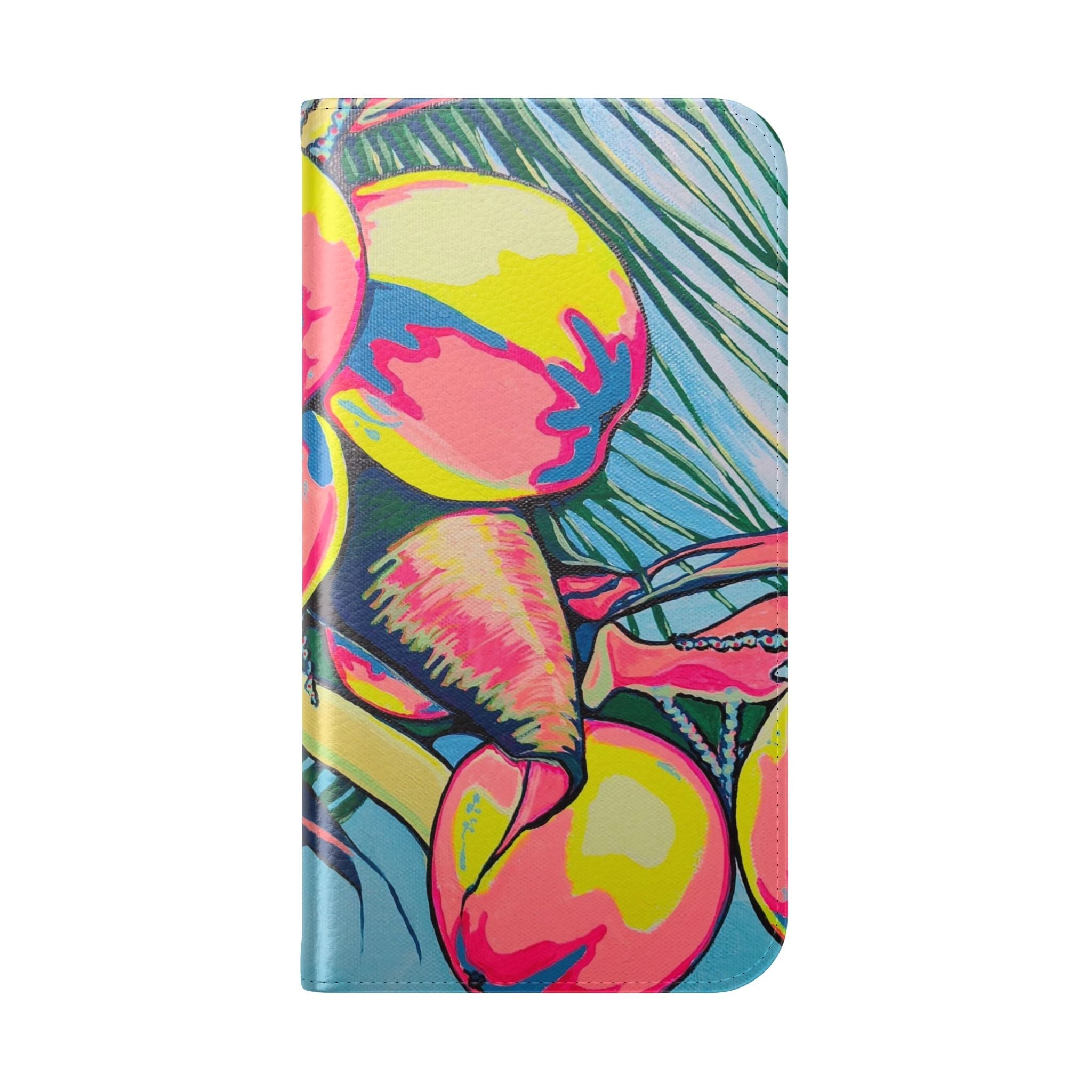 Neon Coconuts Flip Phone Case – Wallet Cover with Card Slots