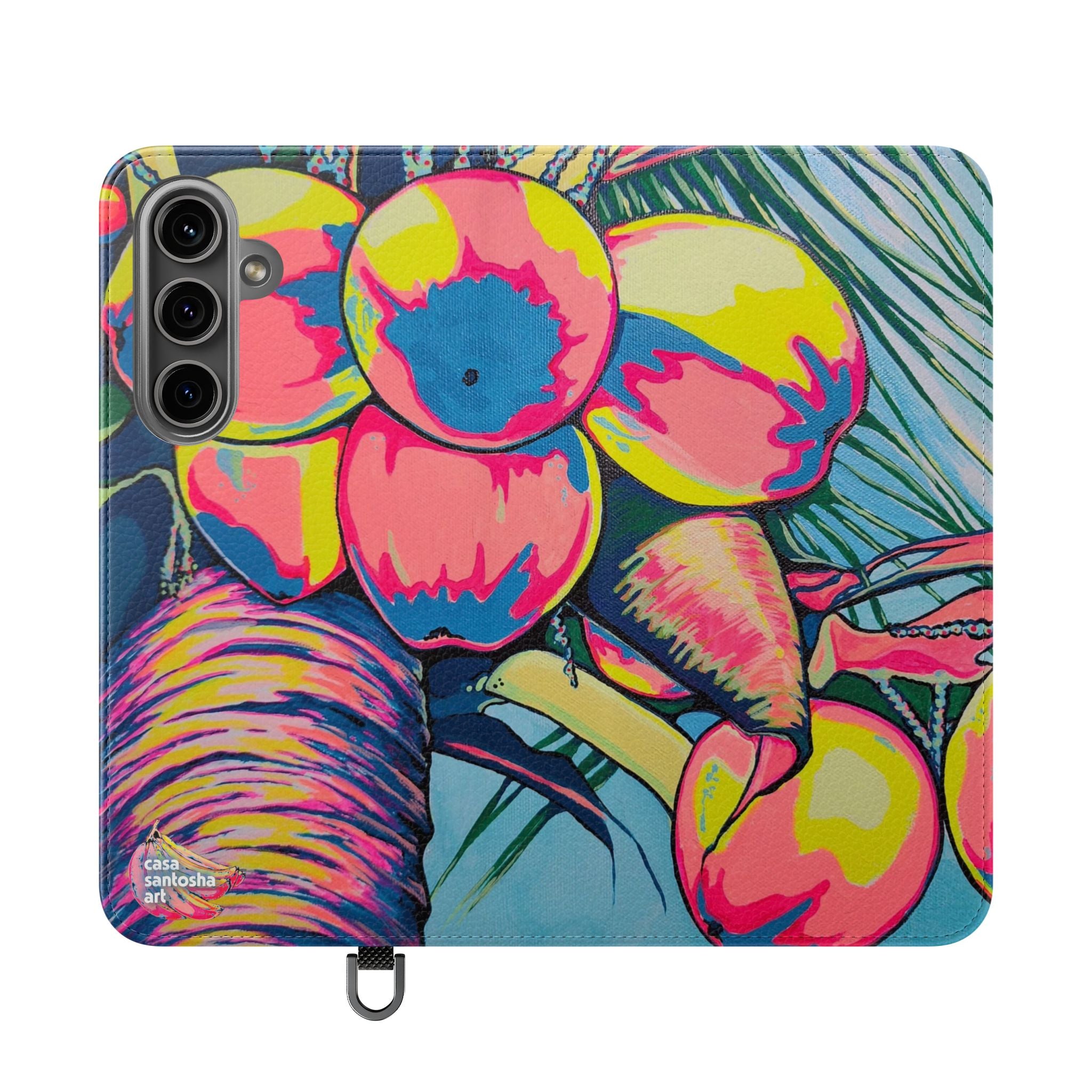 Neon Coconuts Flip Phone Case – Wallet Cover with Card Slots