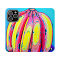 Neon Fat Bananas Flip Phone Case – Wallet Cover with Card Slots