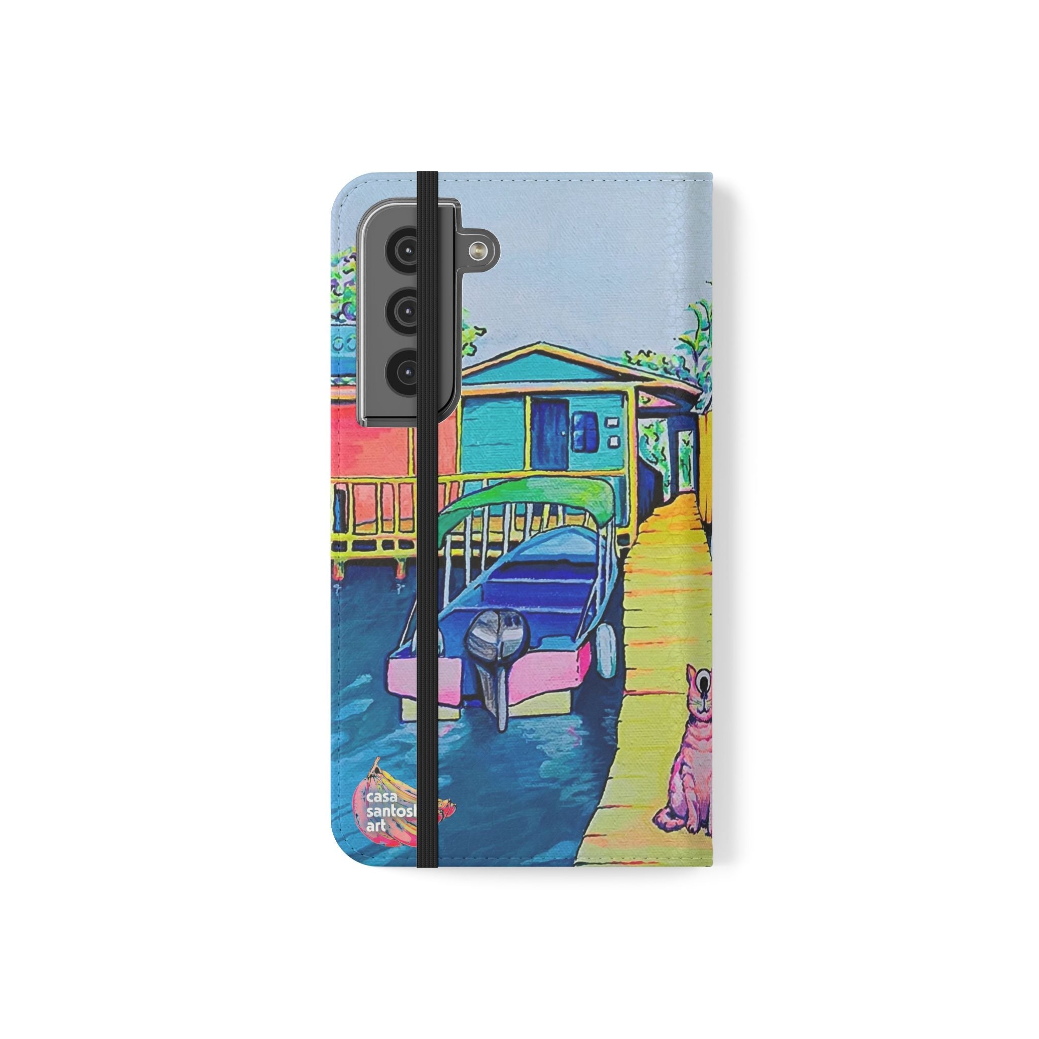 Cyclops Cat and Dog in Bocas Flip Phone Case – Wallet Cover with Card Slots