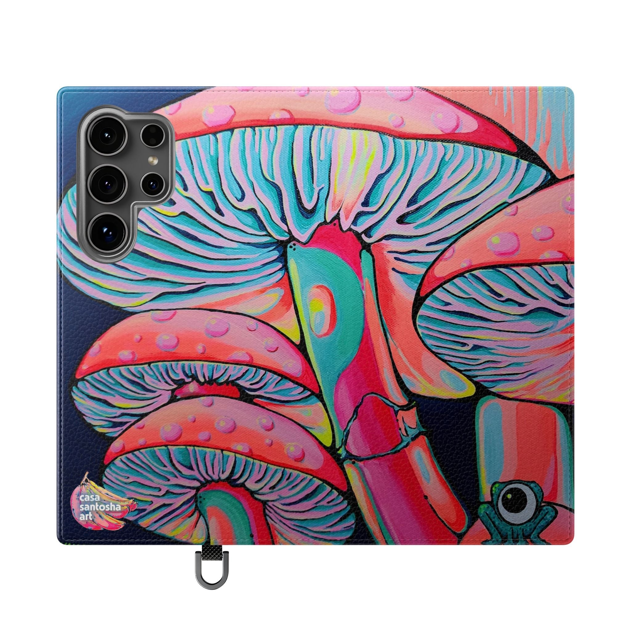 Trippy Mushrooms Flip Phone Case – Wallet Cover with Card Slots