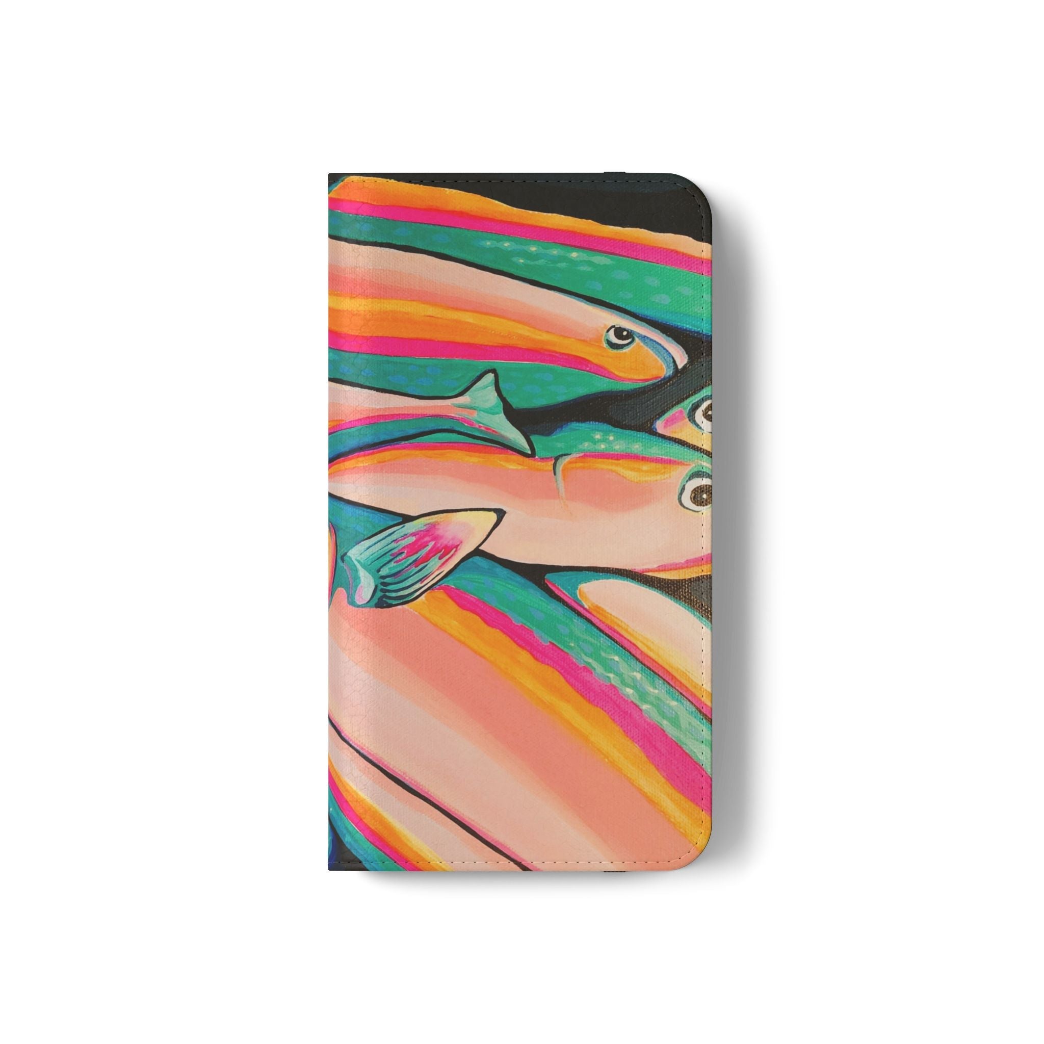 Neon Fish Flip Phone Case – Wallet Cover with Card Slots