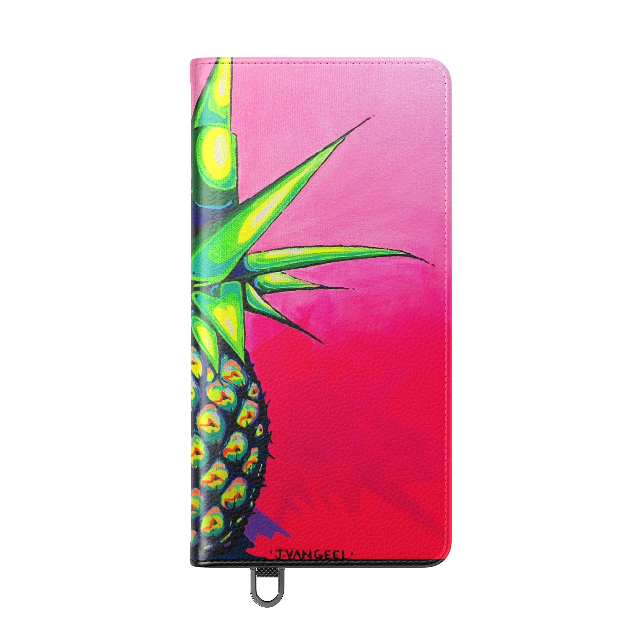 Neon Pineapple Flip Phone Case – Wallet Cover with Card Slots
