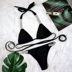 Cross Strapped Sparkle Bikini Swimsuit