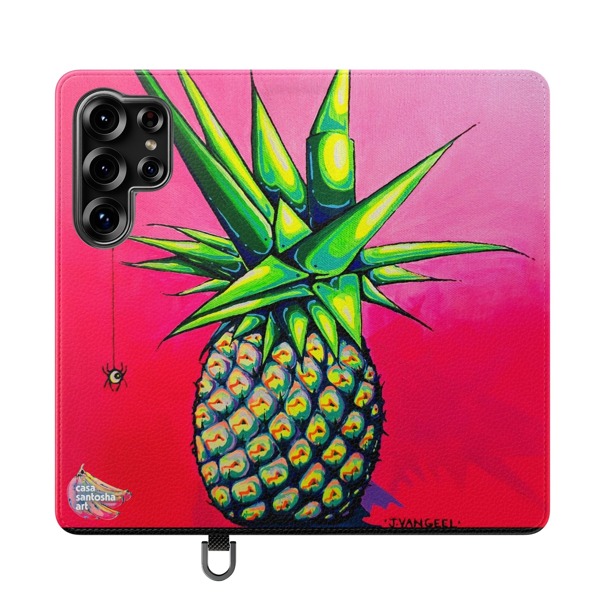 Neon Pineapple Flip Phone Case – Wallet Cover with Card Slots