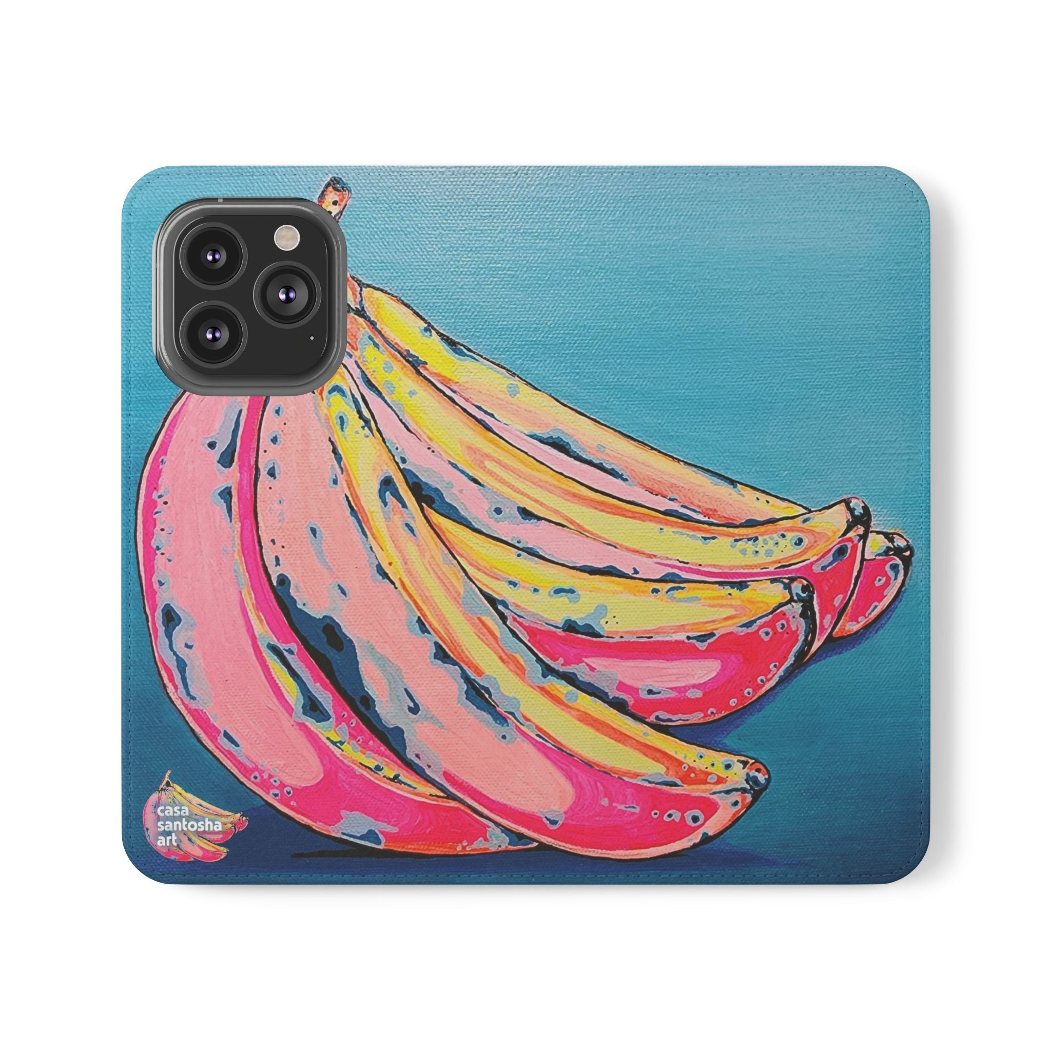 Neon Bananas Flip Phone Case – Wallet Cover with Card Slots