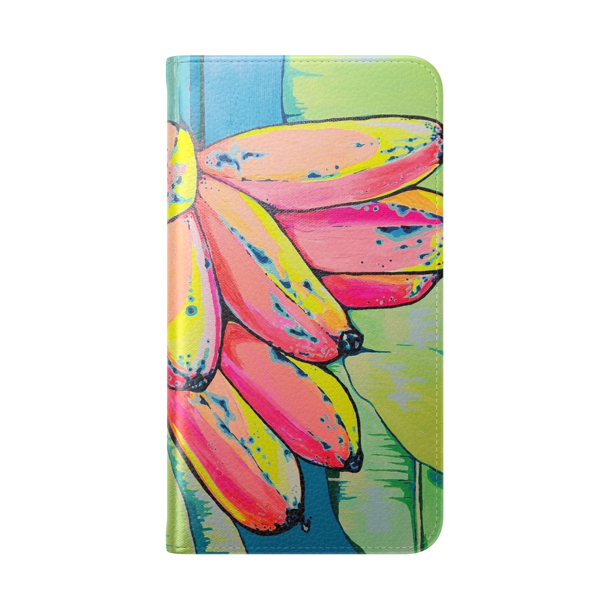 Neon Primitivo Bananas Flip Phone Case – Wallet Cover with Card Slots