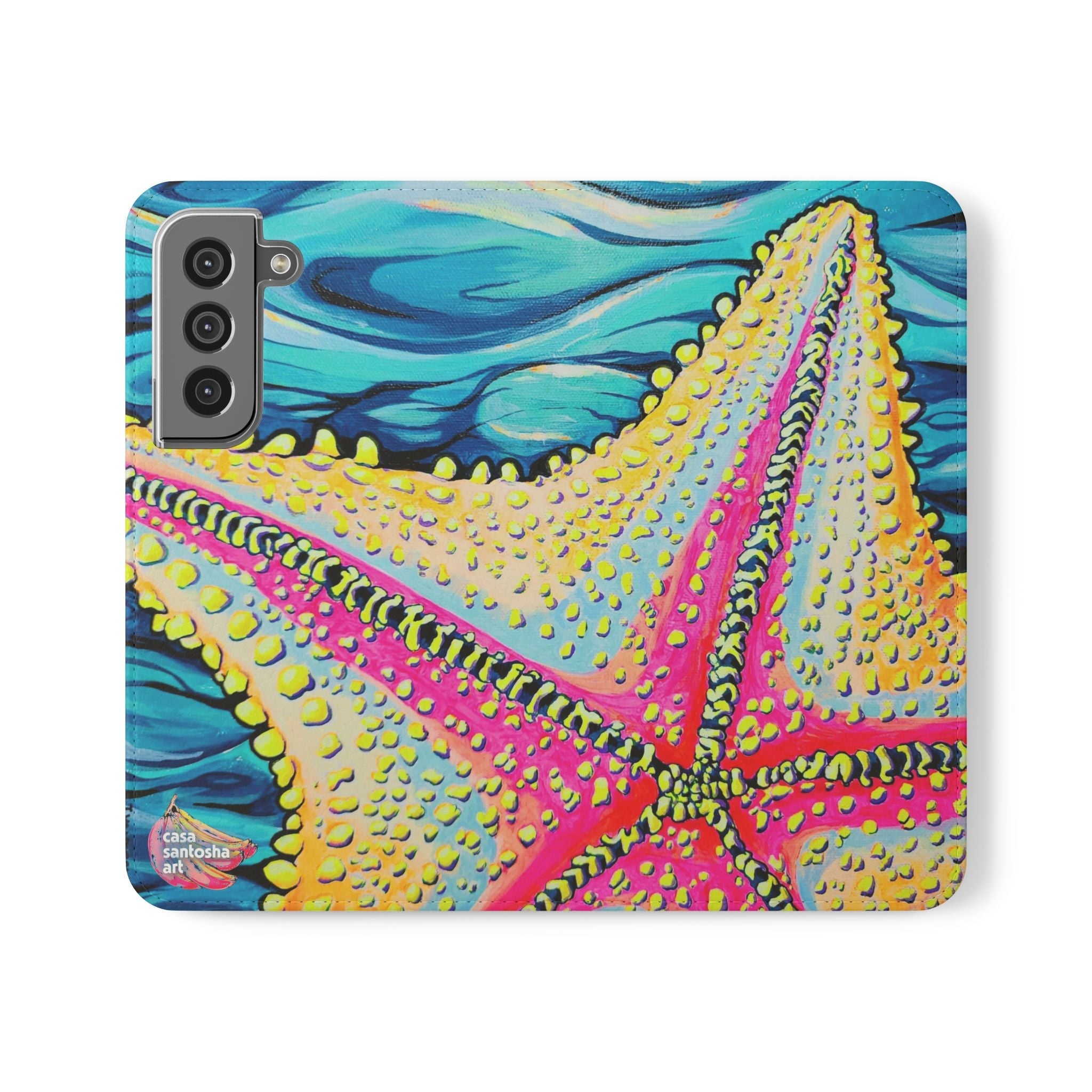 Starfish Beach Bocas Flip Phone Case – Wallet Cover with Card Slots