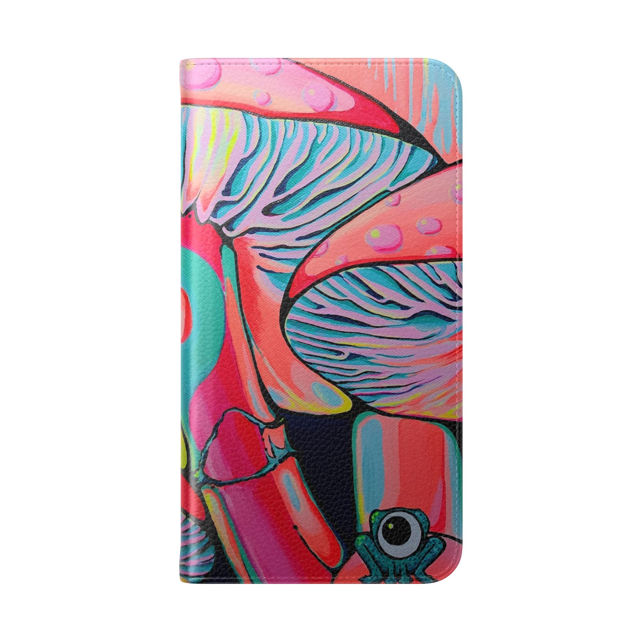 Trippy Mushrooms Flip Phone Case – Wallet Cover with Card Slots