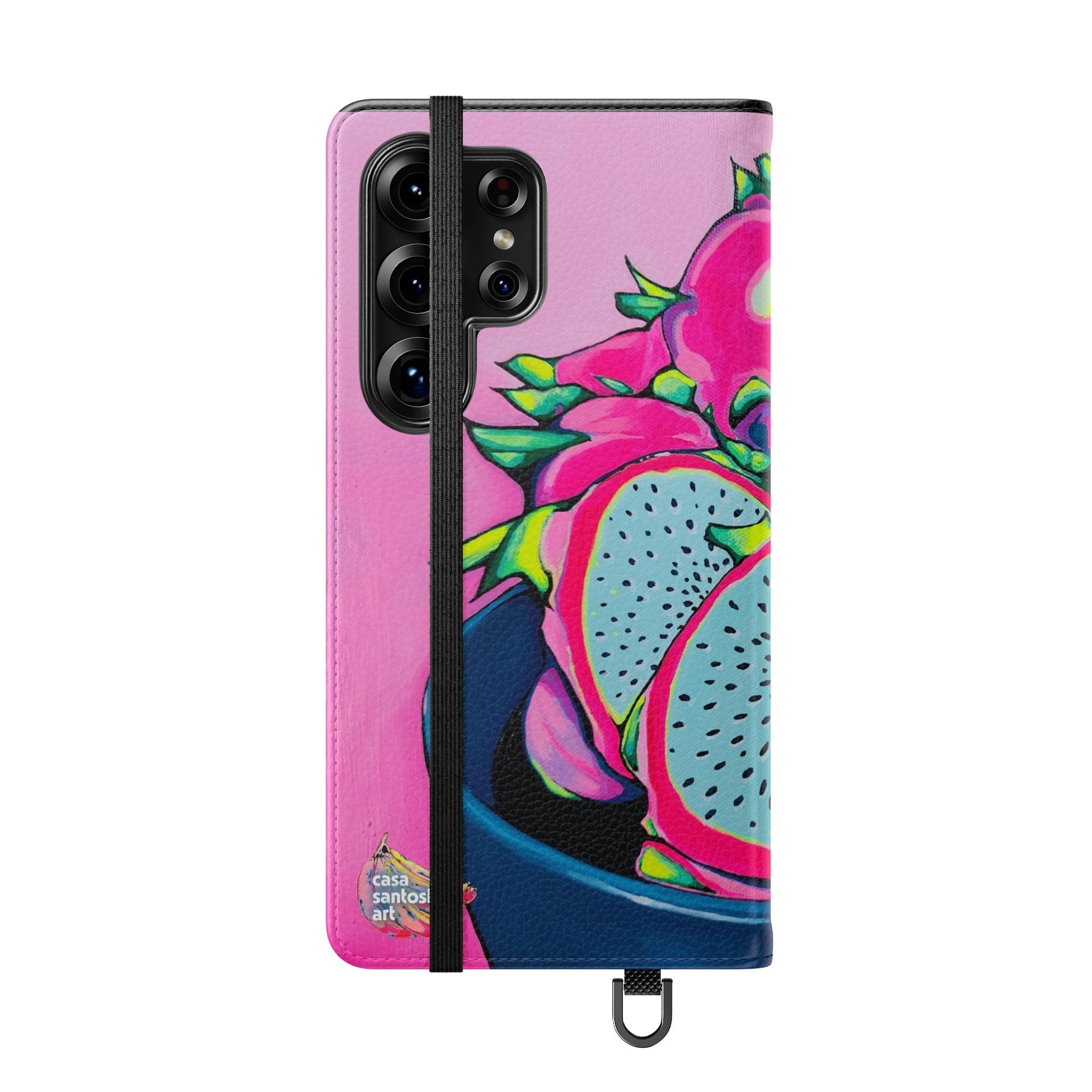 Neon Pink Dragon Fruit Flip Phone Case – Wallet Cover with Card Slots