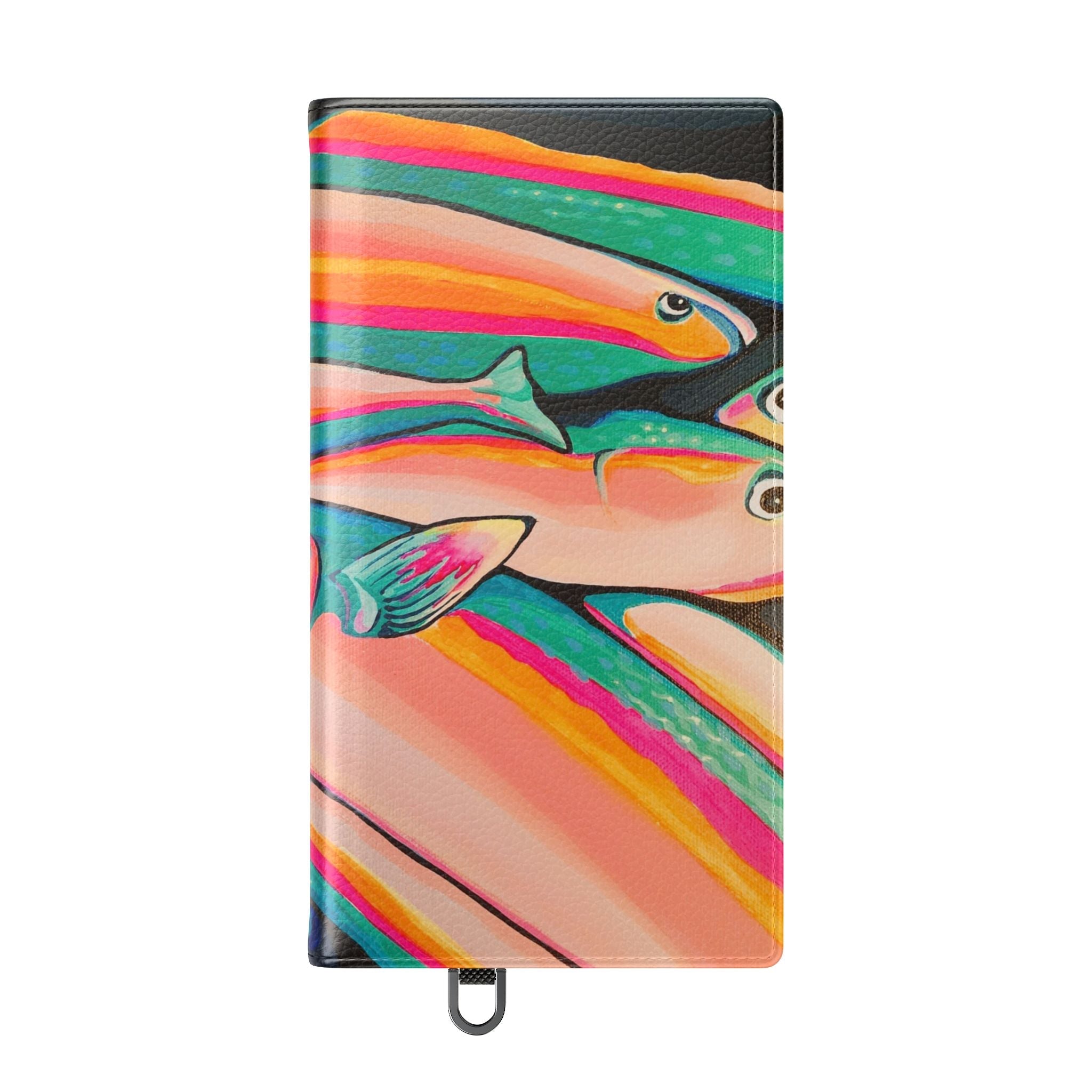 Neon Fish Flip Phone Case – Wallet Cover with Card Slots