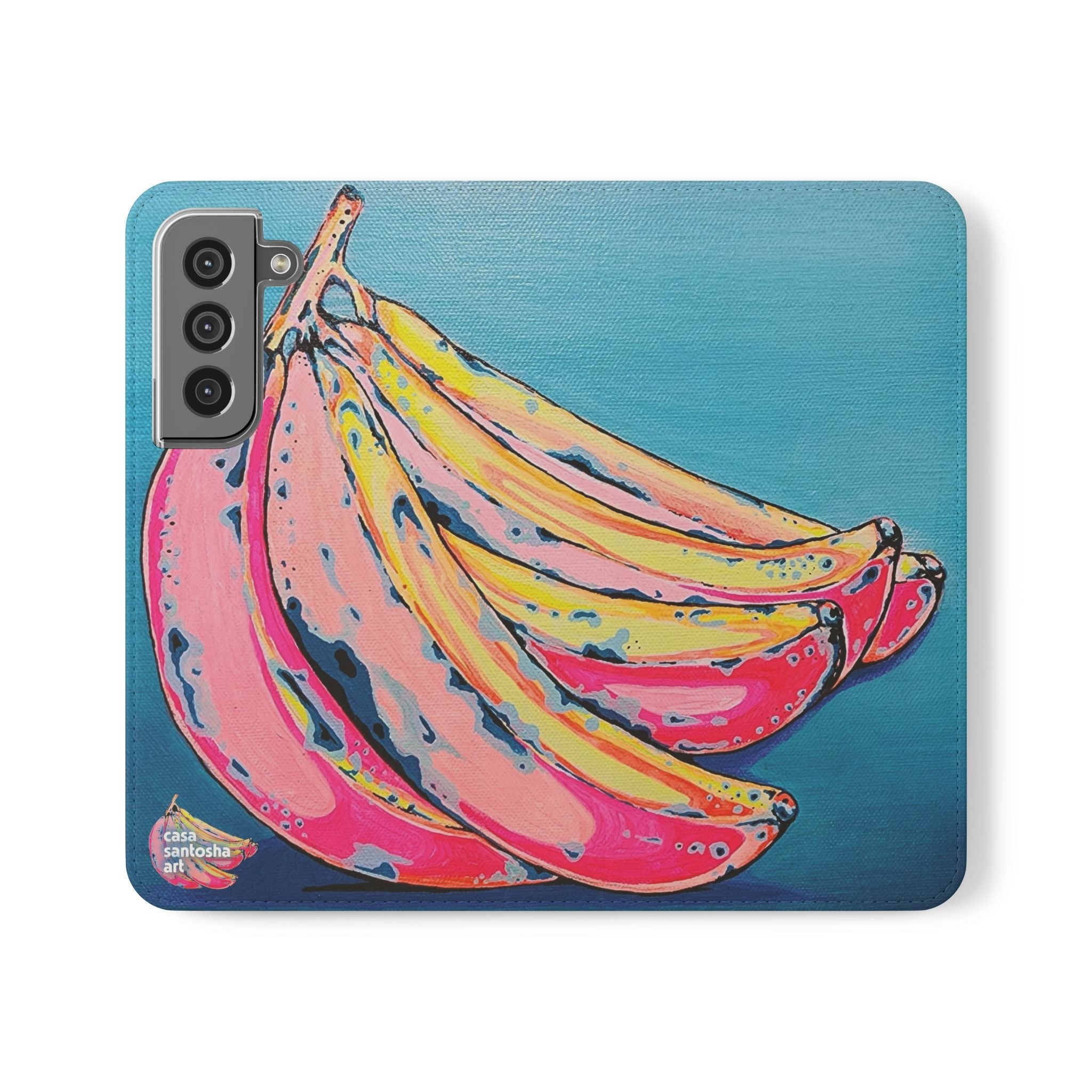 Neon Bananas Flip Phone Case – Wallet Cover with Card Slots