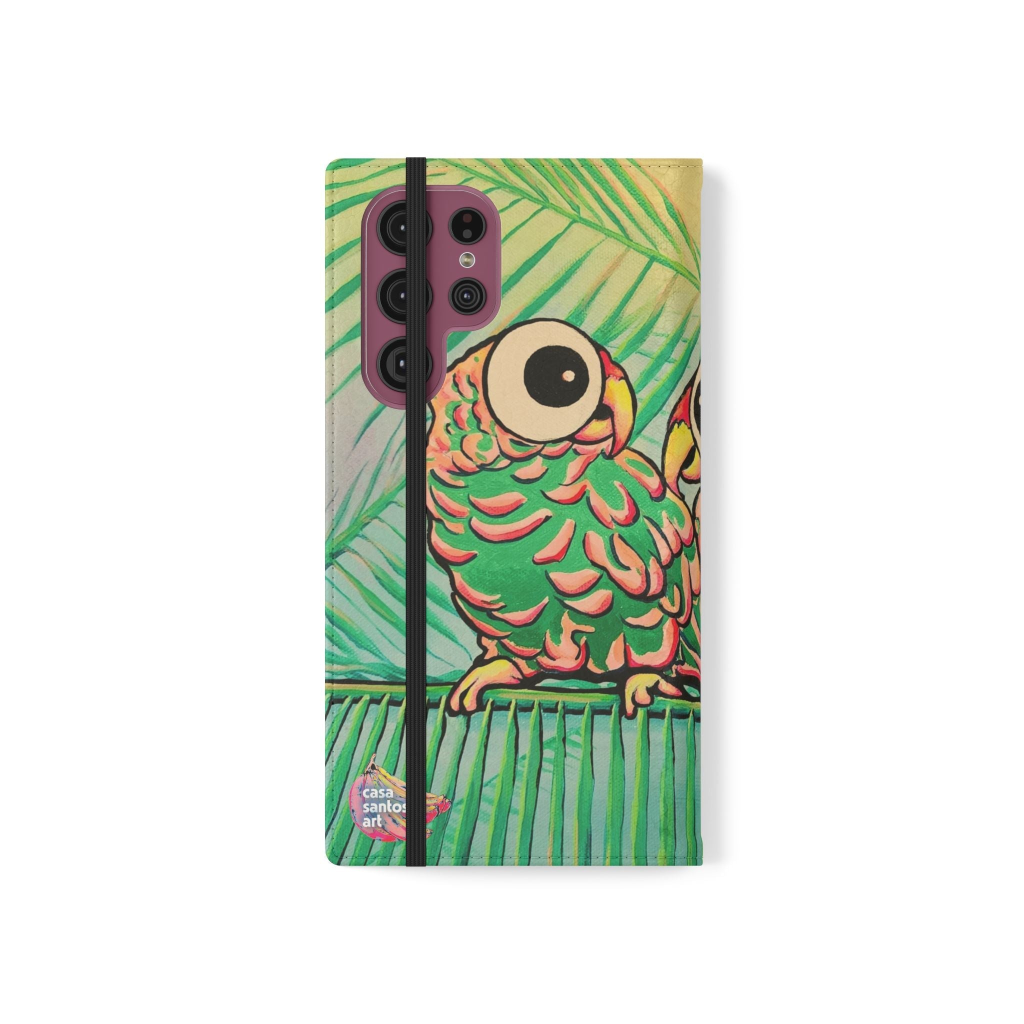 Chatty Cyclops Parrots Flip Phone Case – Wallet Cover with Card Slots