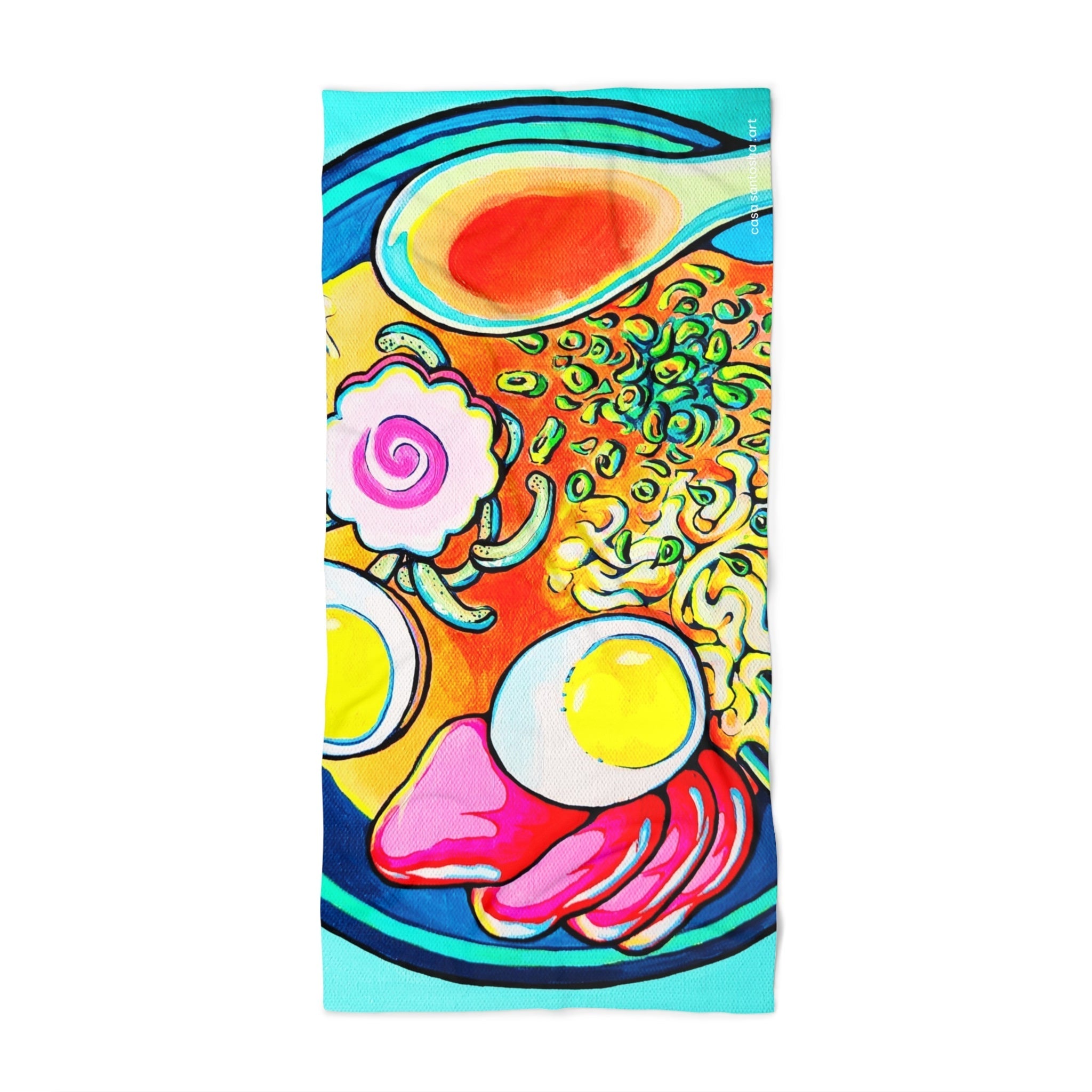 Neon Ramen Printed Beach Towel