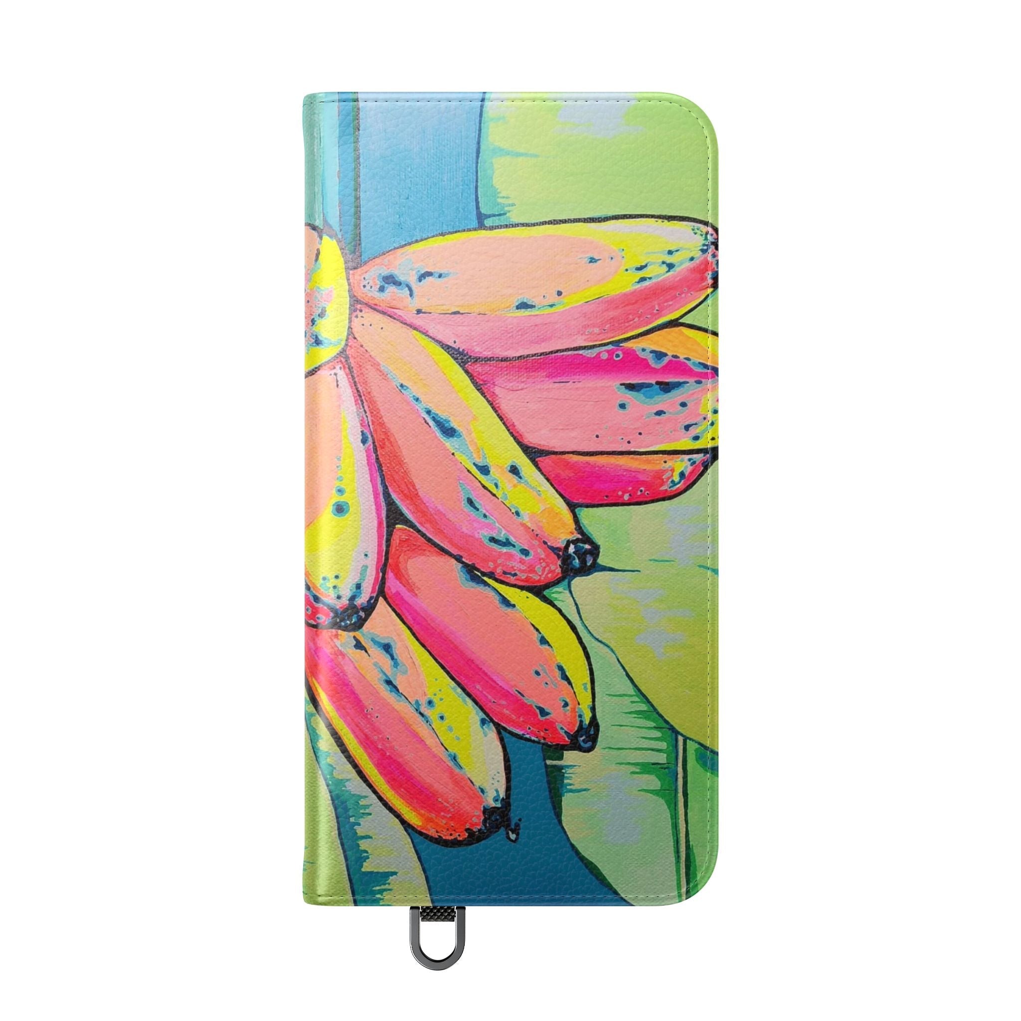 Neon Primitivo Bananas Flip Phone Case – Wallet Cover with Card Slots
