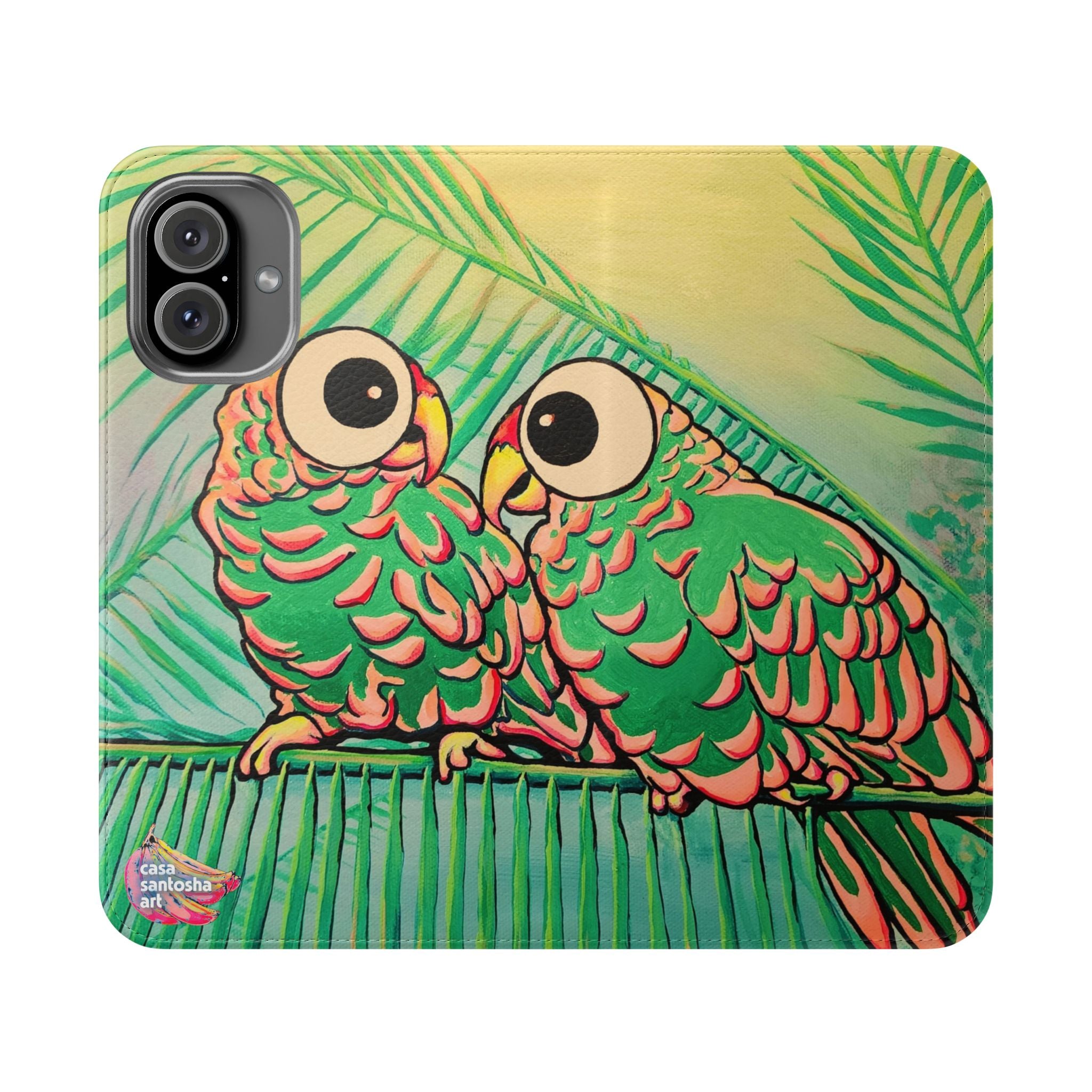Chatty Cyclops Parrots Flip Phone Case – Wallet Cover with Card Slots