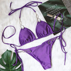 Metal Accessories Sparkle Links Bikini Swimsuit