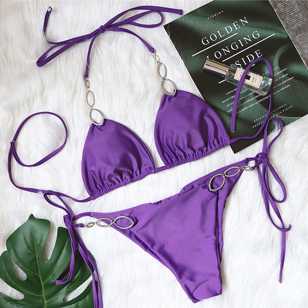 Metal Accessories Sparkle Links Bikini Swimsuit