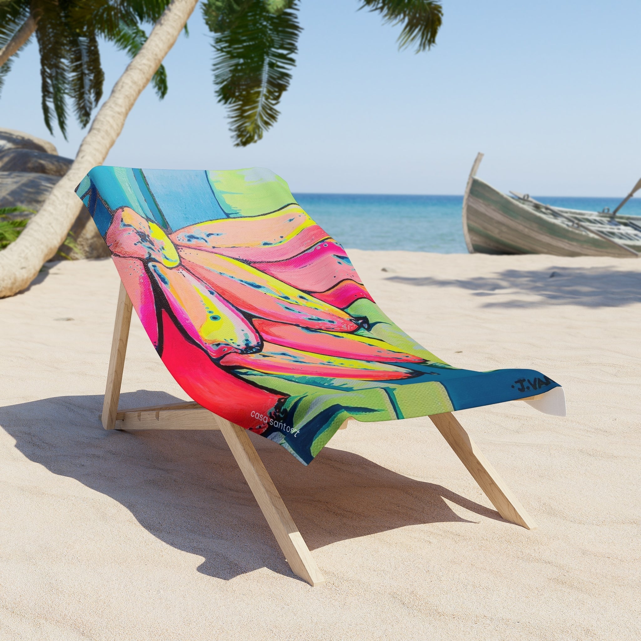 Neon Primitivo Bananas Beach Towel for Summer Fun and Vacation Essentials