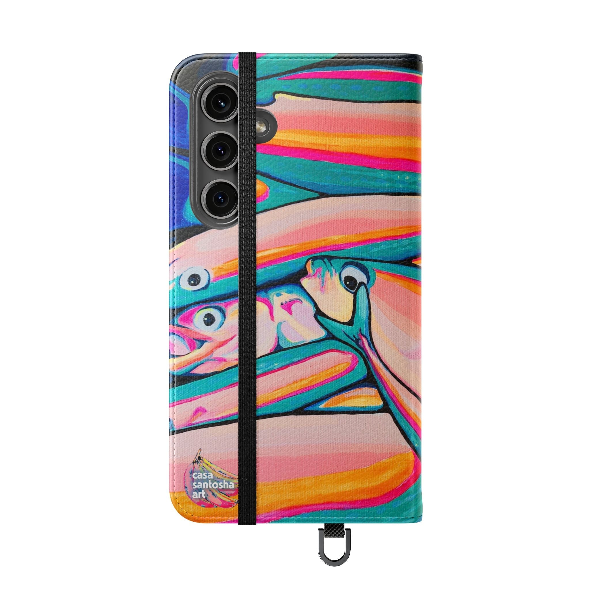 Neon Fish Flip Phone Case – Wallet Cover with Card Slots