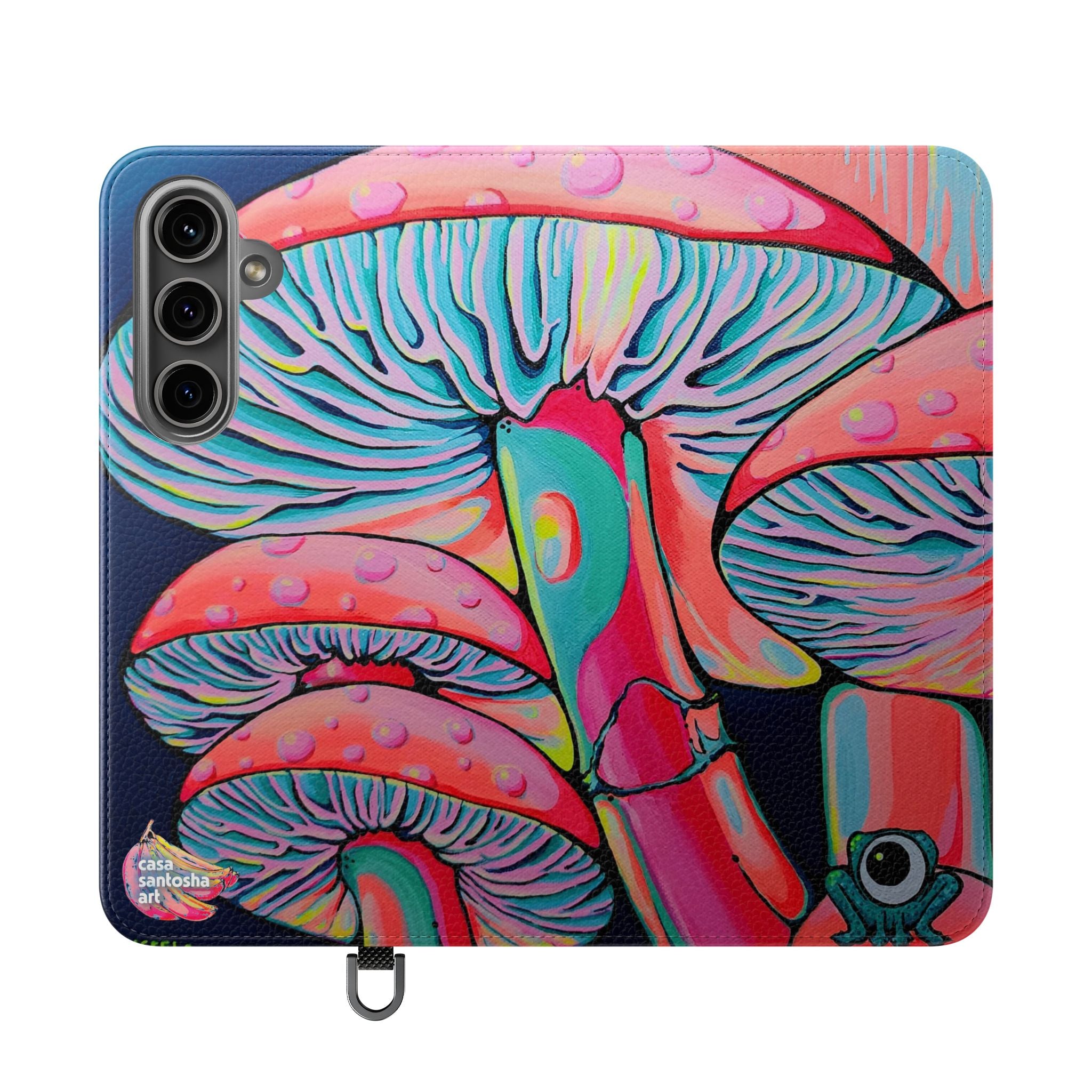 Trippy Mushrooms Flip Phone Case – Wallet Cover with Card Slots