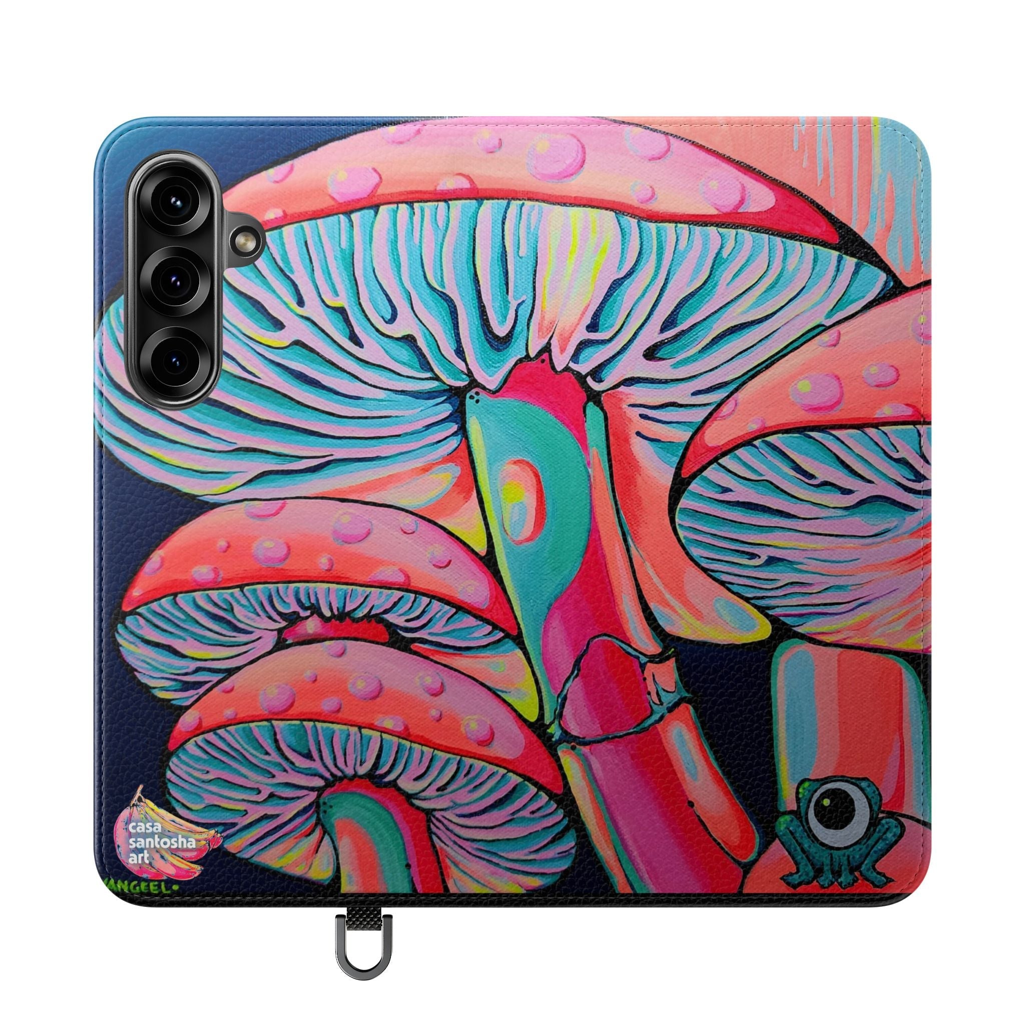 Trippy Mushrooms Flip Phone Case – Wallet Cover with Card Slots