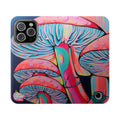 Trippy Mushrooms Flip Phone Case – Wallet Cover with Card Slots