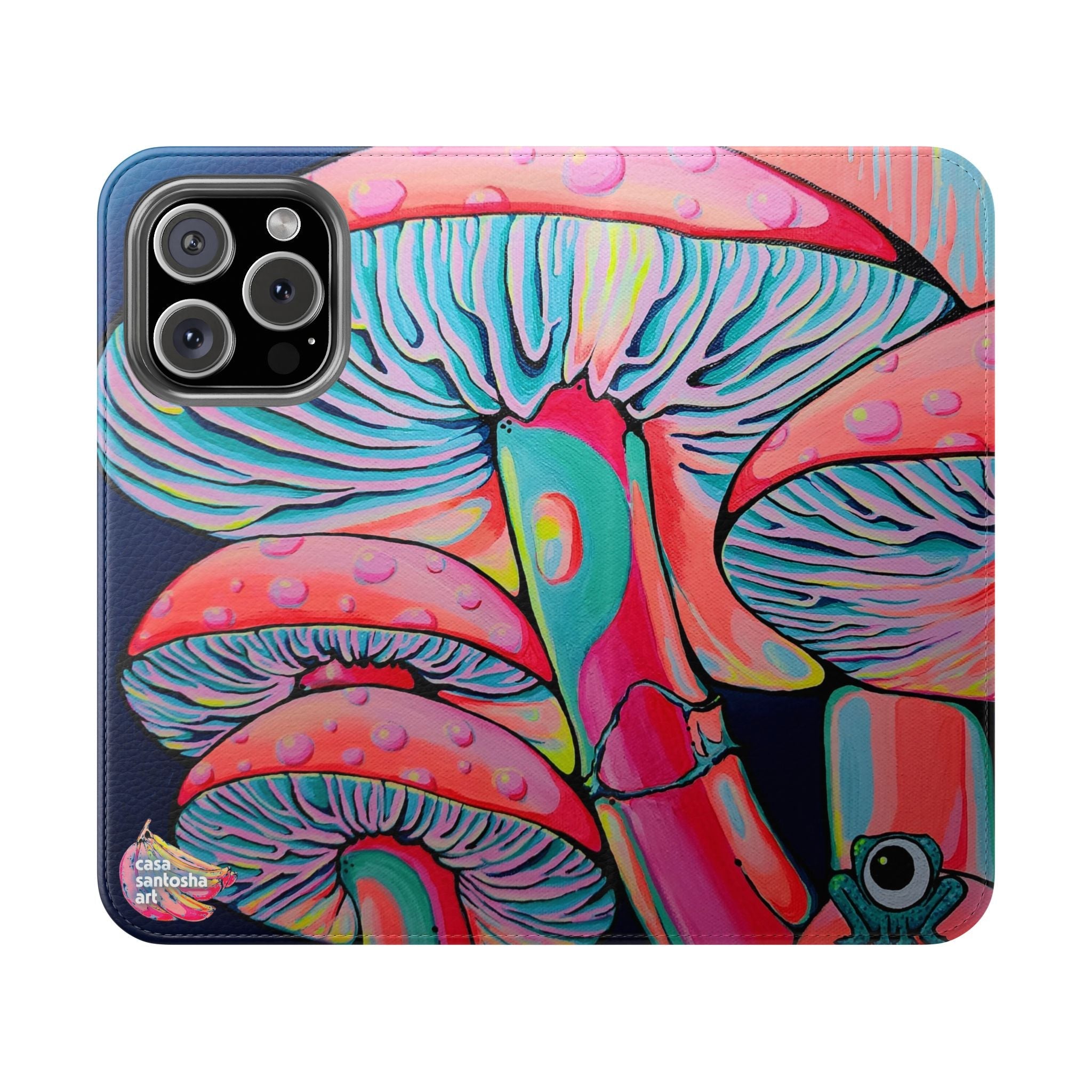 Trippy Mushrooms Flip Phone Case – Wallet Cover with Card Slots