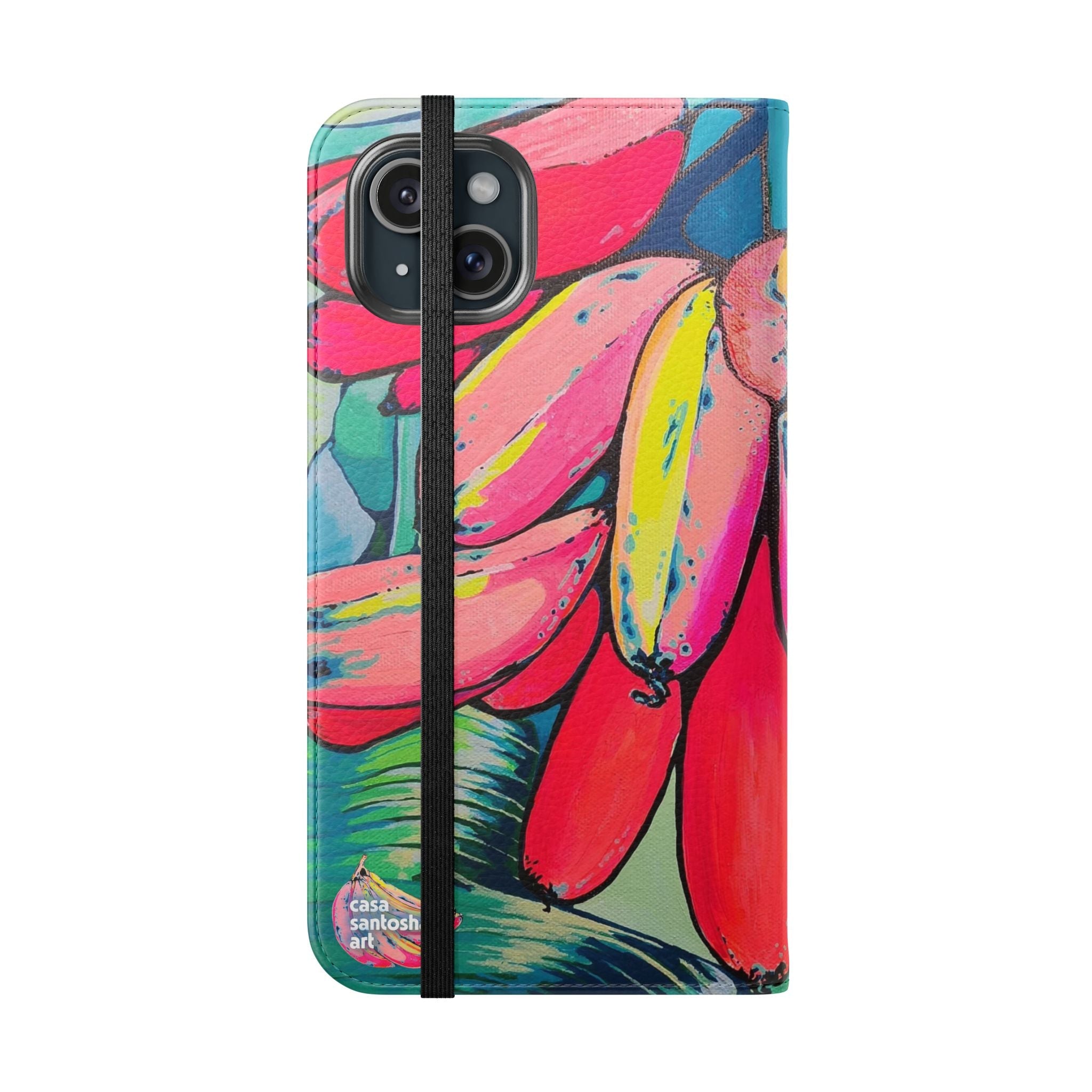 Neon Primitivo Bananas Flip Phone Case – Wallet Cover with Card Slots