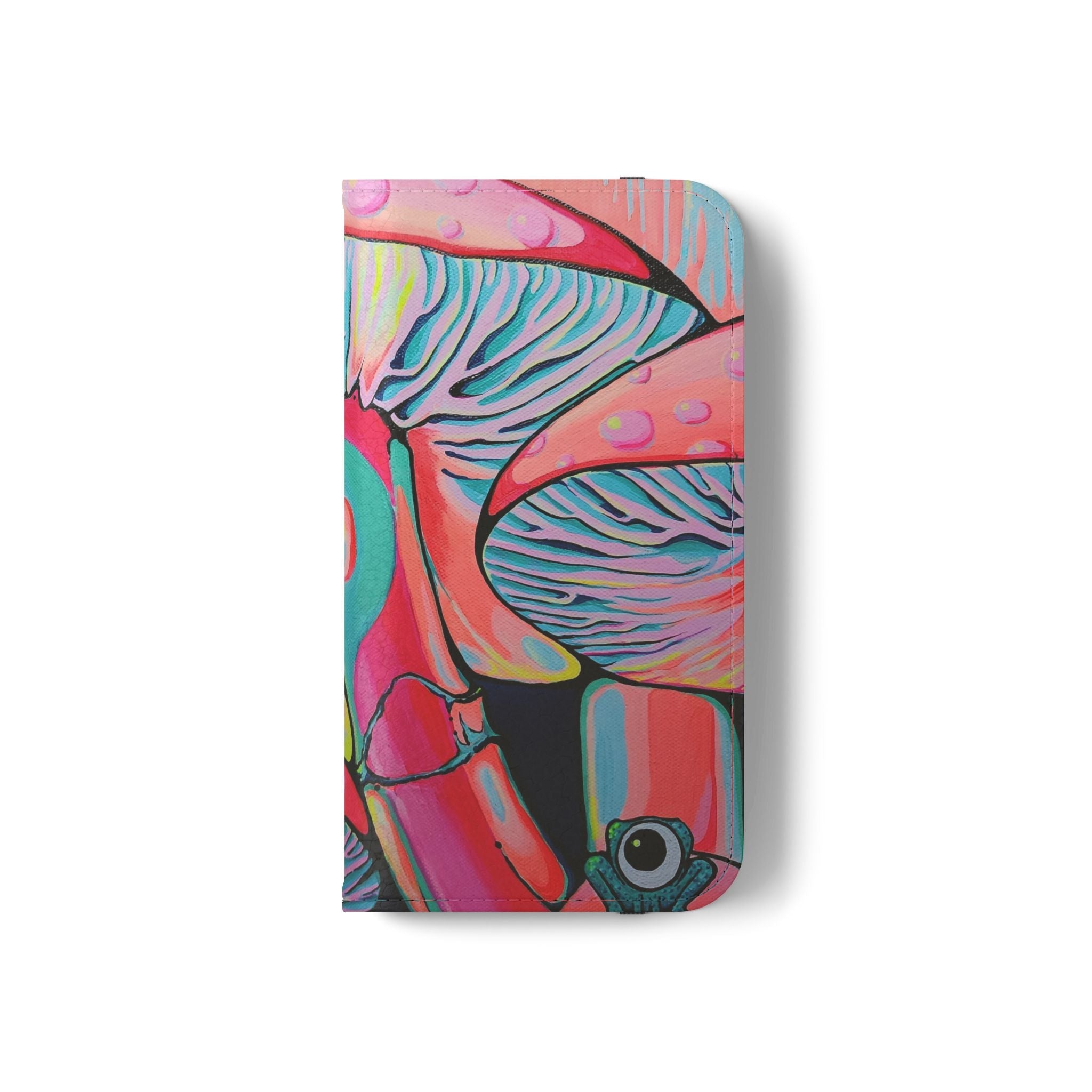 Trippy Mushrooms Flip Phone Case – Wallet Cover with Card Slots