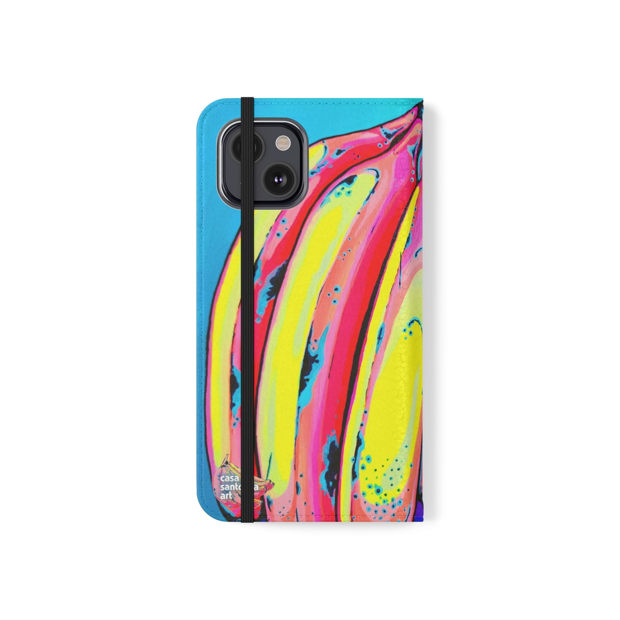 Neon Fat Bananas Flip Phone Case – Wallet Cover with Card Slots