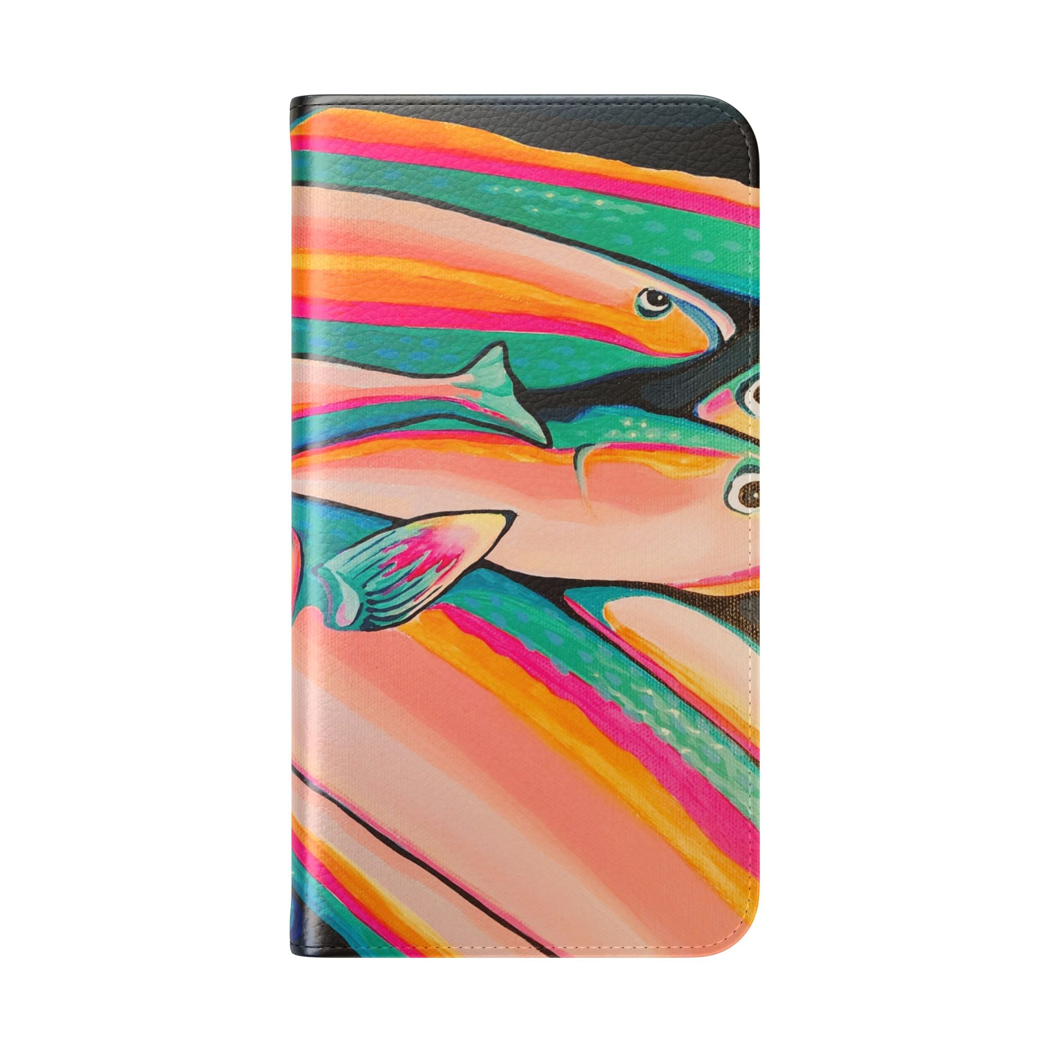 Neon Fish Flip Phone Case – Wallet Cover with Card Slots