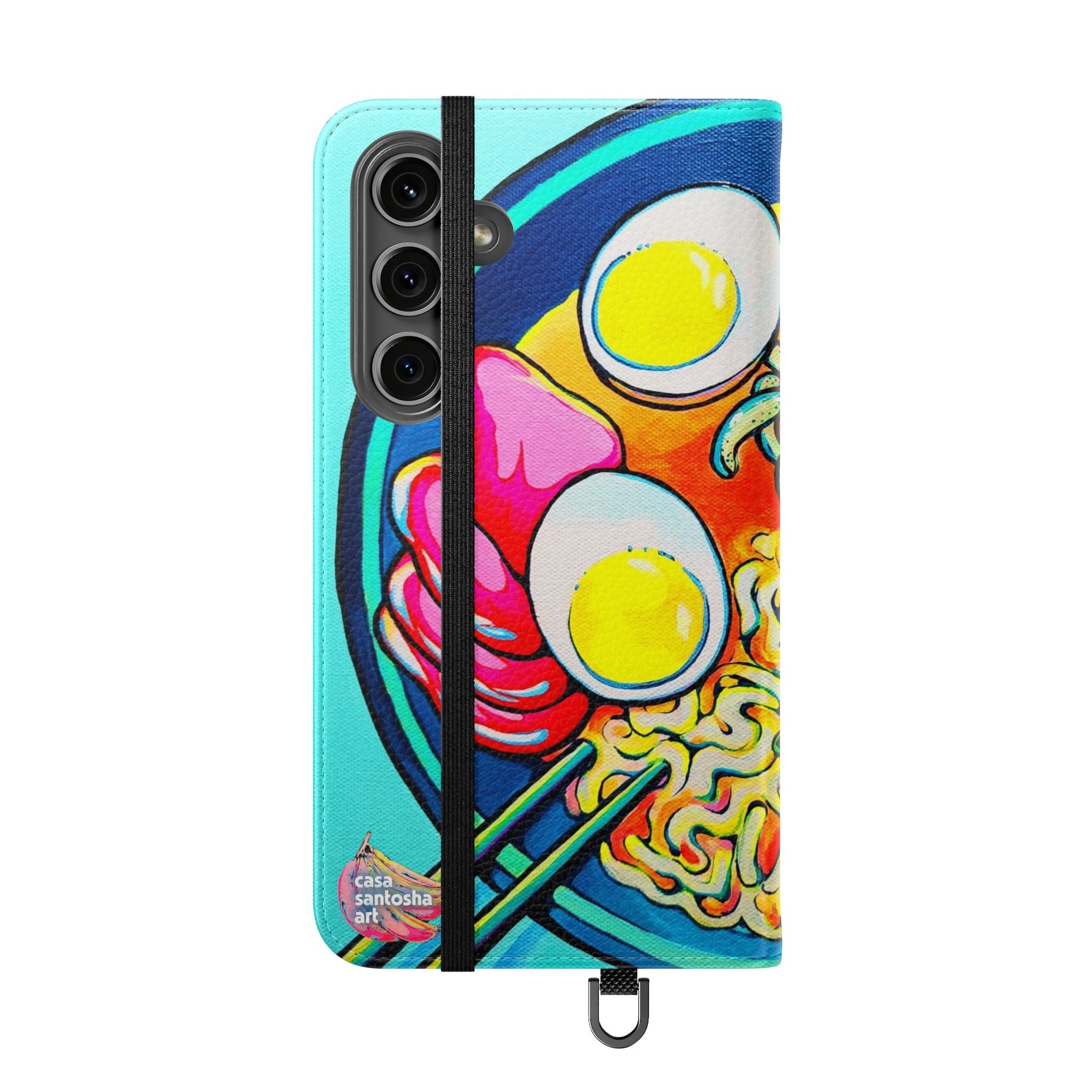 Neon Ramen Flip Phone Case – Wallet Cover with Card Slots
