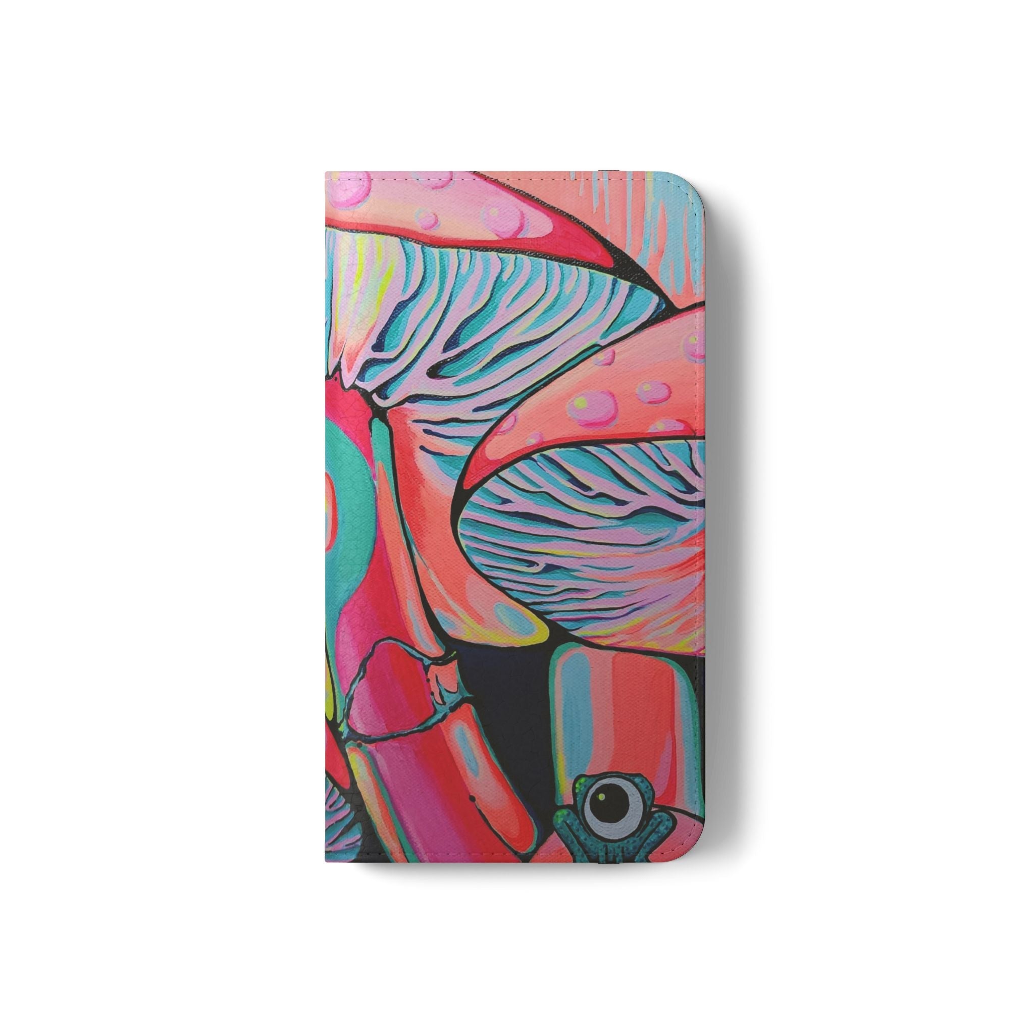 Trippy Mushrooms Flip Phone Case – Wallet Cover with Card Slots