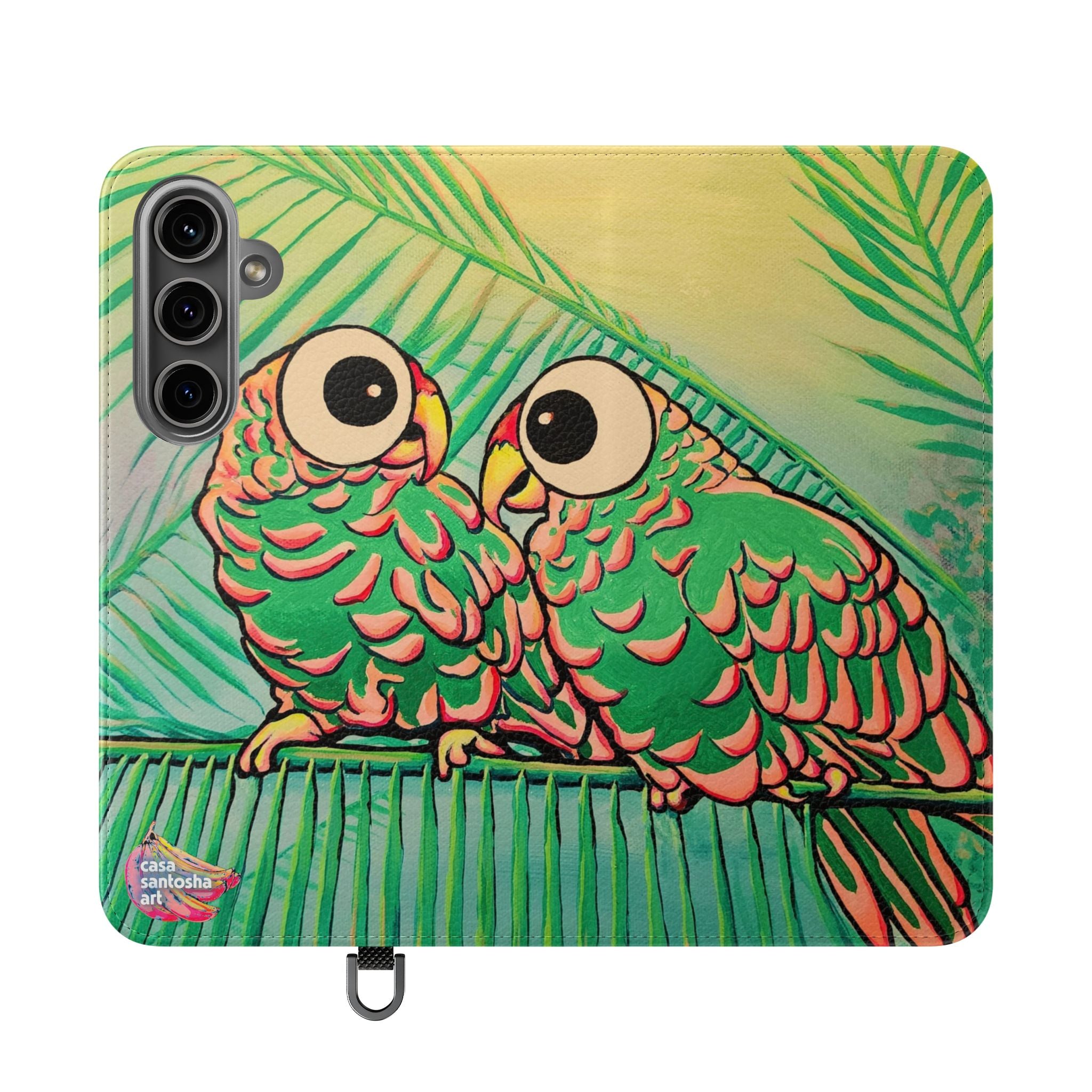 Chatty Cyclops Parrots Flip Phone Case – Wallet Cover with Card Slots