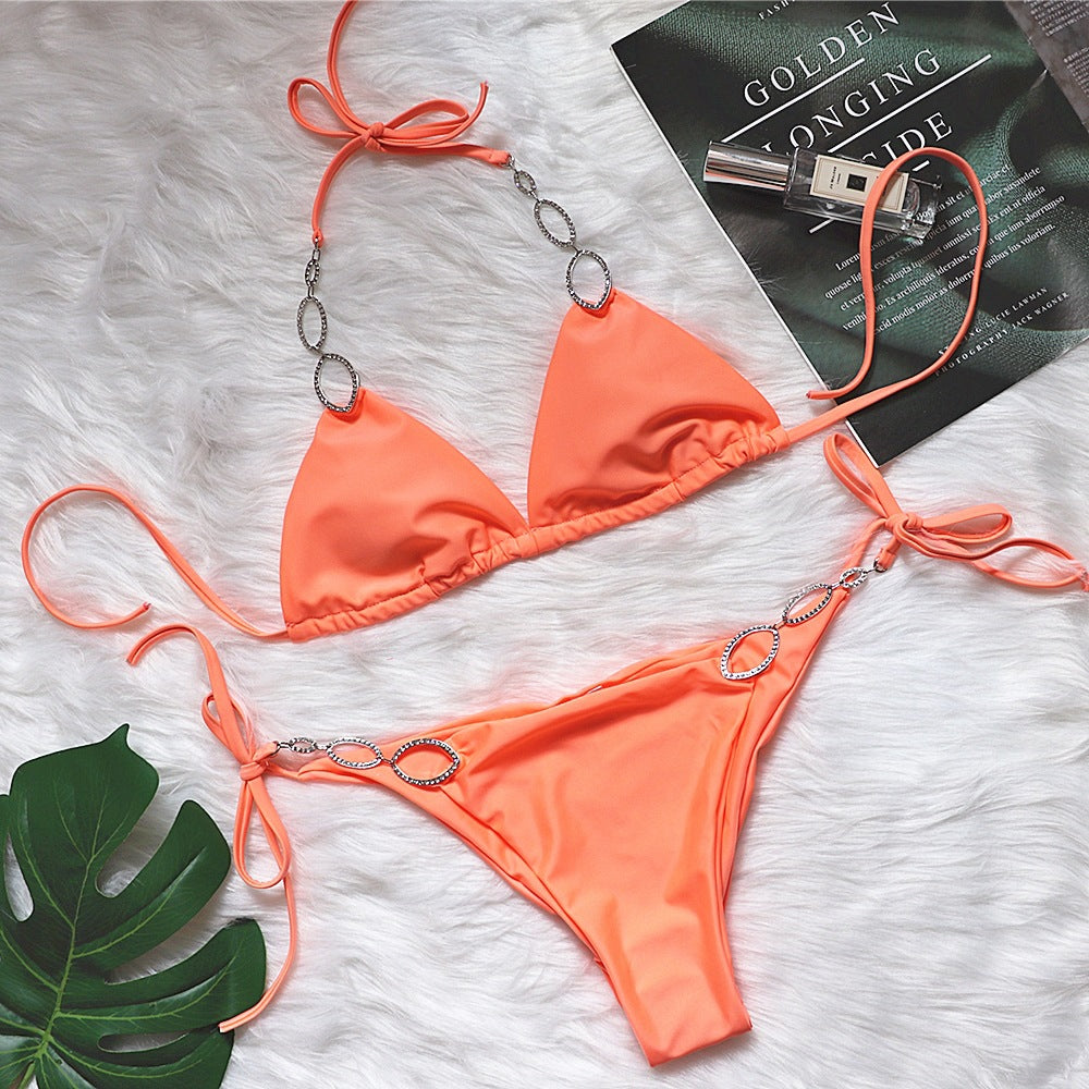 Metal Accessories Sparkle Links Bikini Swimsuit