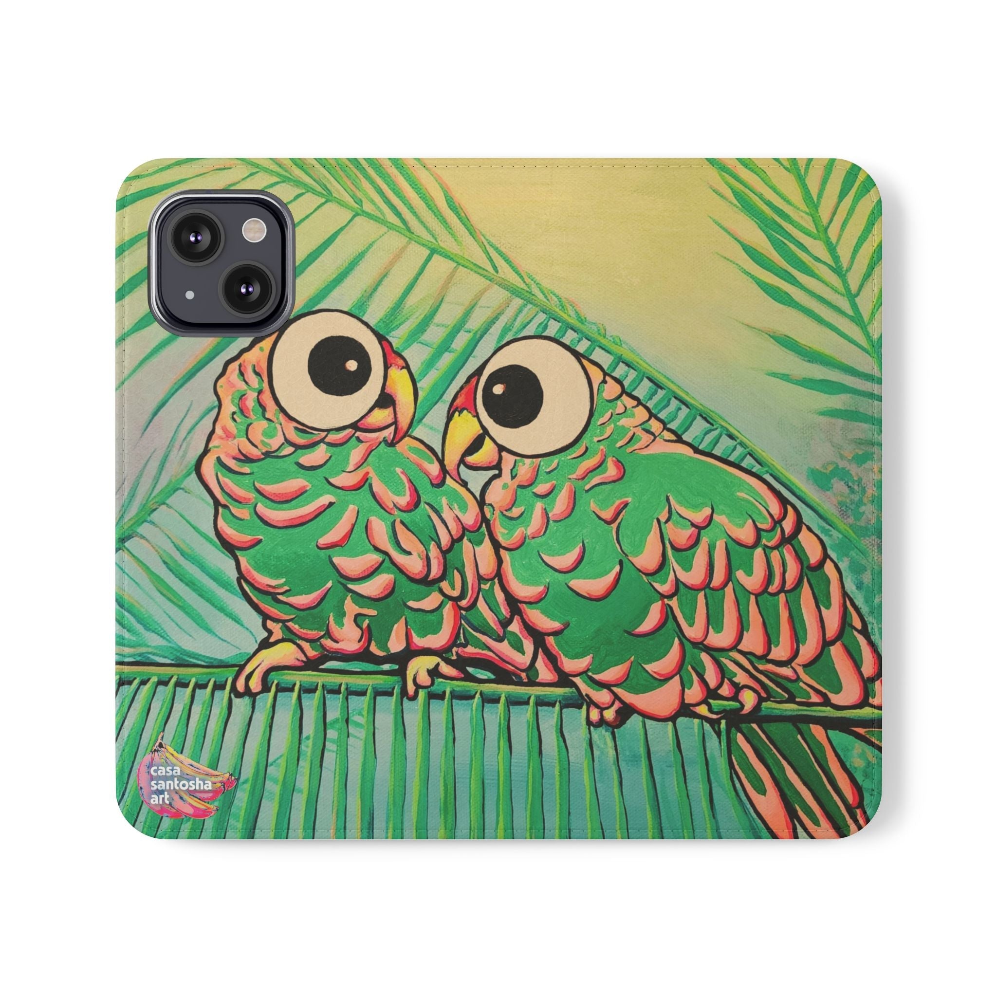 Chatty Cyclops Parrots Flip Phone Case – Wallet Cover with Card Slots