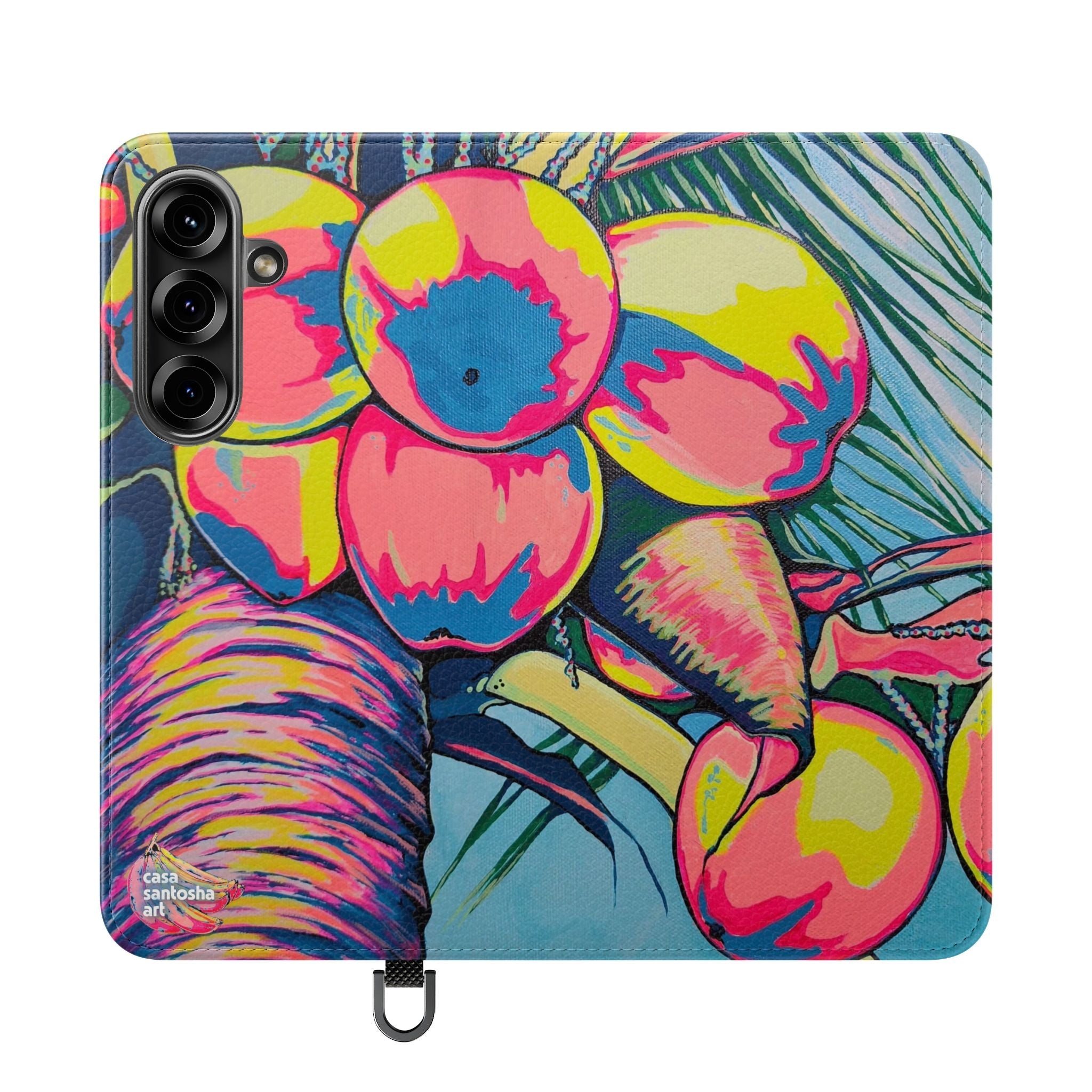 Neon Coconuts Flip Phone Case – Wallet Cover with Card Slots
