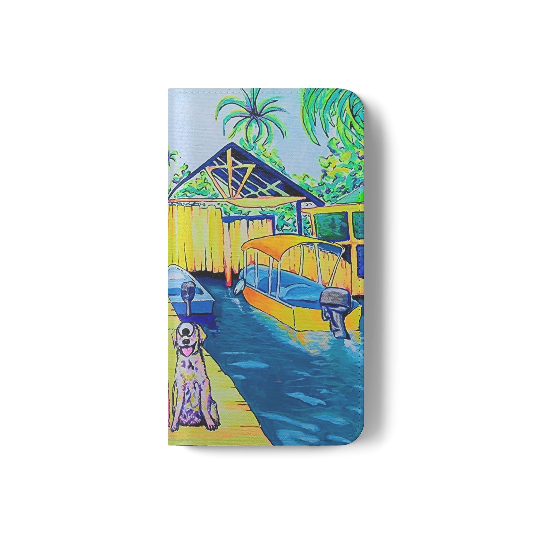 Cyclops Cat and Dog in Bocas Flip Phone Case – Wallet Cover with Card Slots