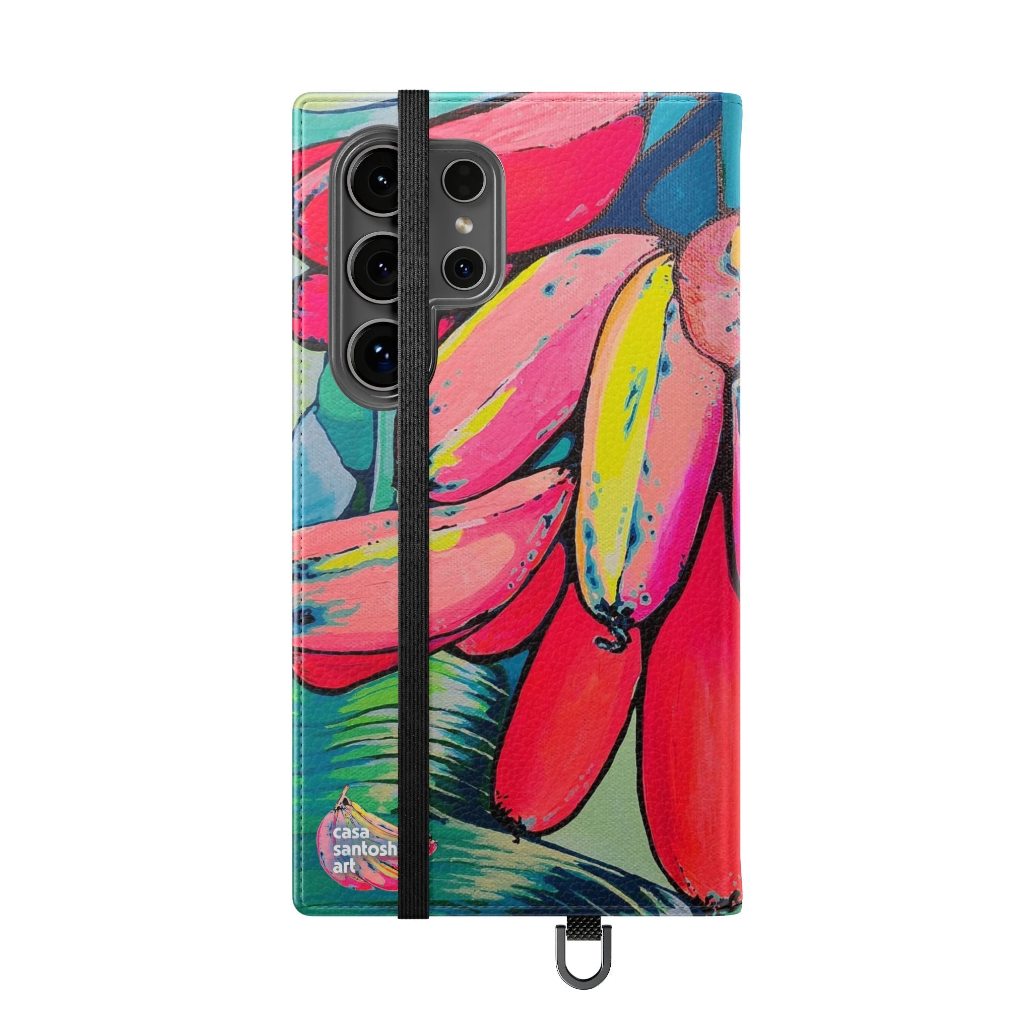 Neon Primitivo Bananas Flip Phone Case – Wallet Cover with Card Slots