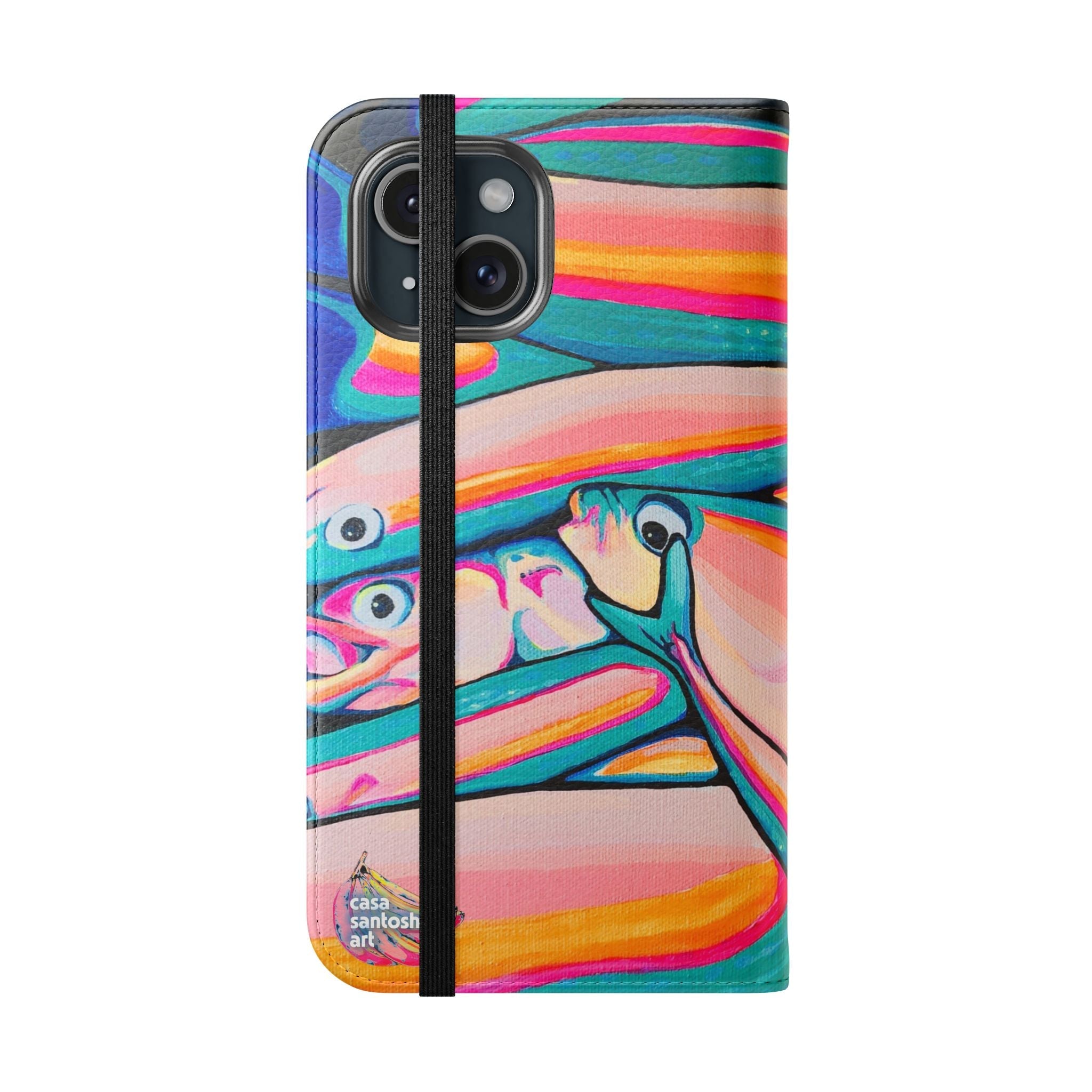 Neon Fish Flip Phone Case – Wallet Cover with Card Slots